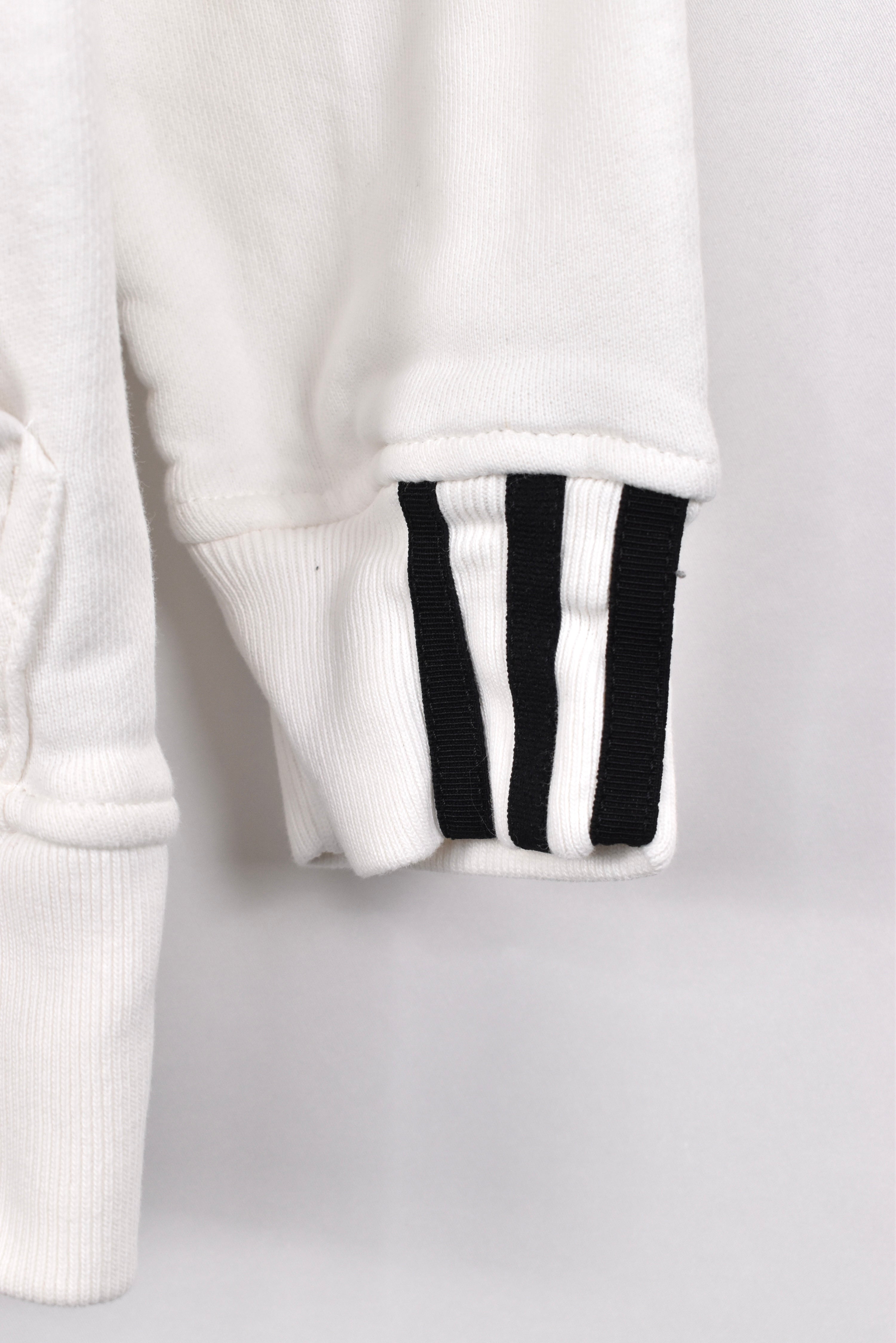 Modern Adidas hoodie, white embroidered sweatshirt - AU Medium ADIDAS