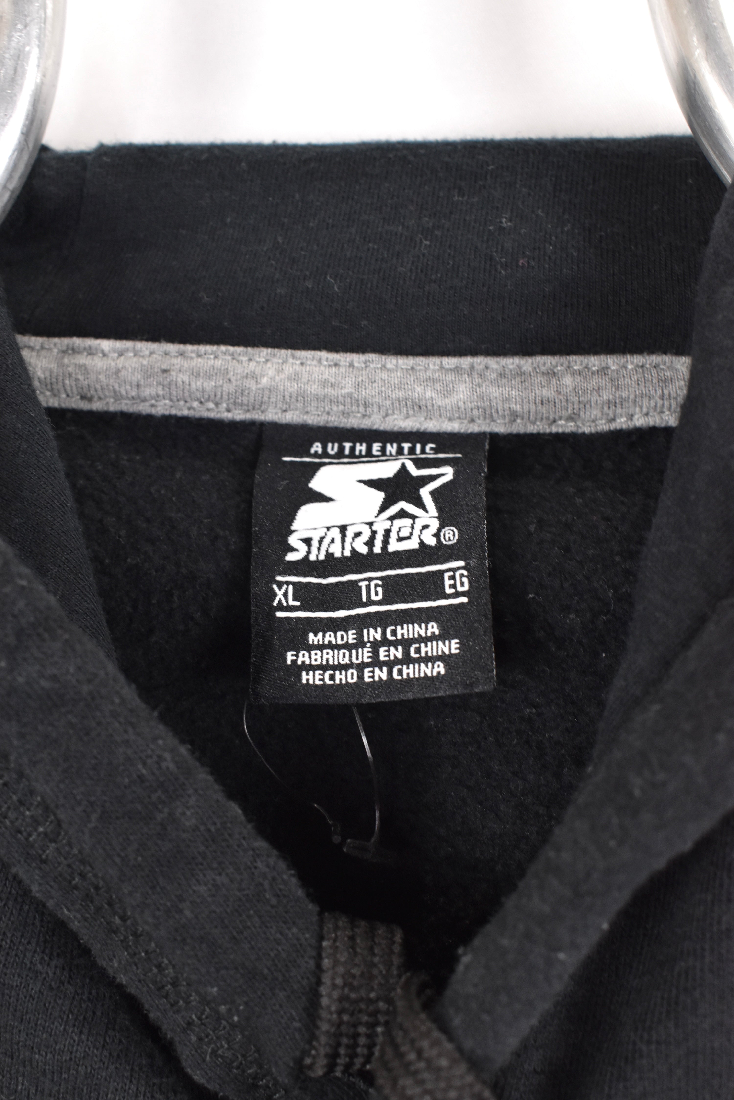 Vintage Starter hoodie, black graphic sweatshirt - AU Large STARTER