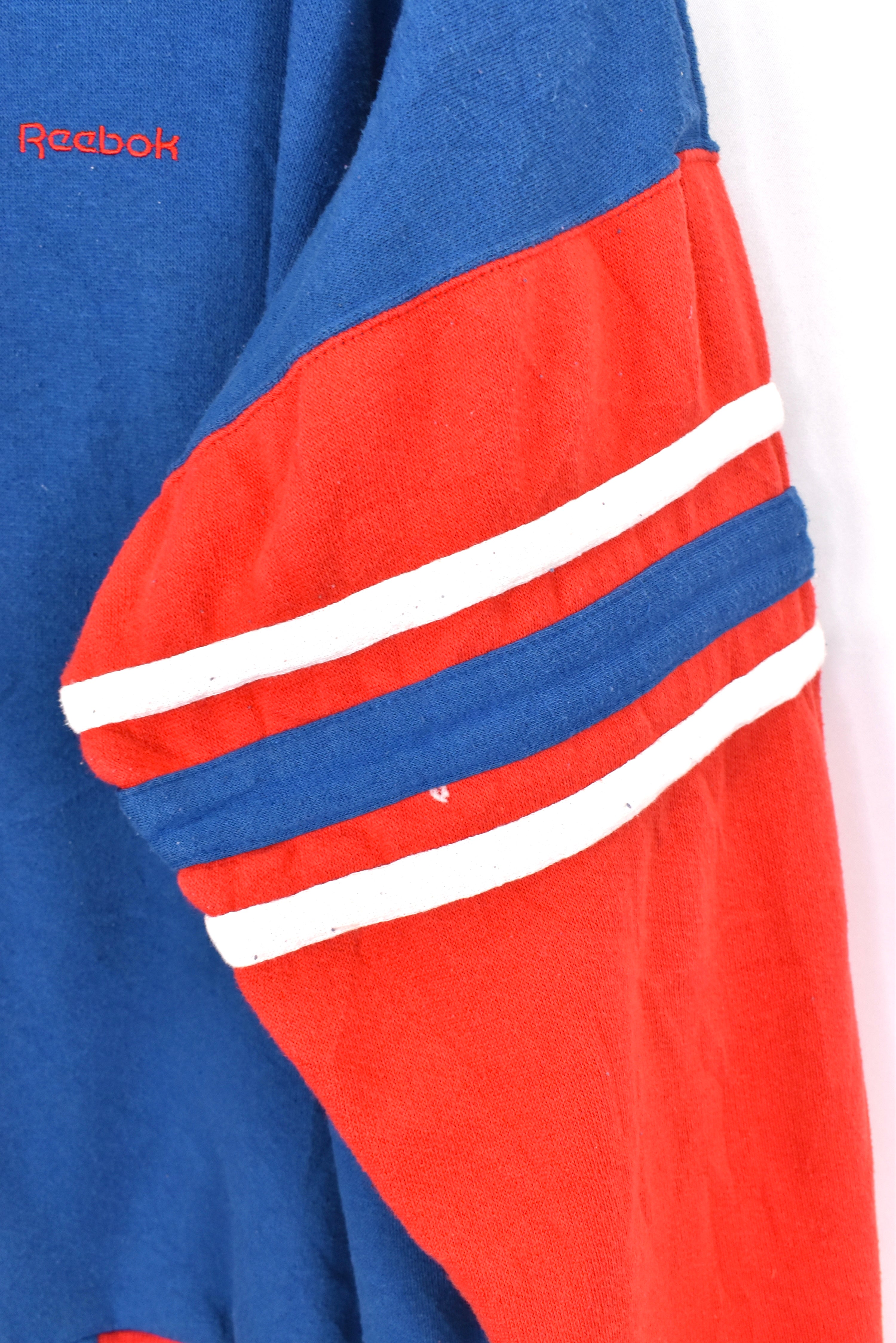 Vintage Reebok bomber jacket, blue embroidered sweatshirt - AU XXL REEBOK