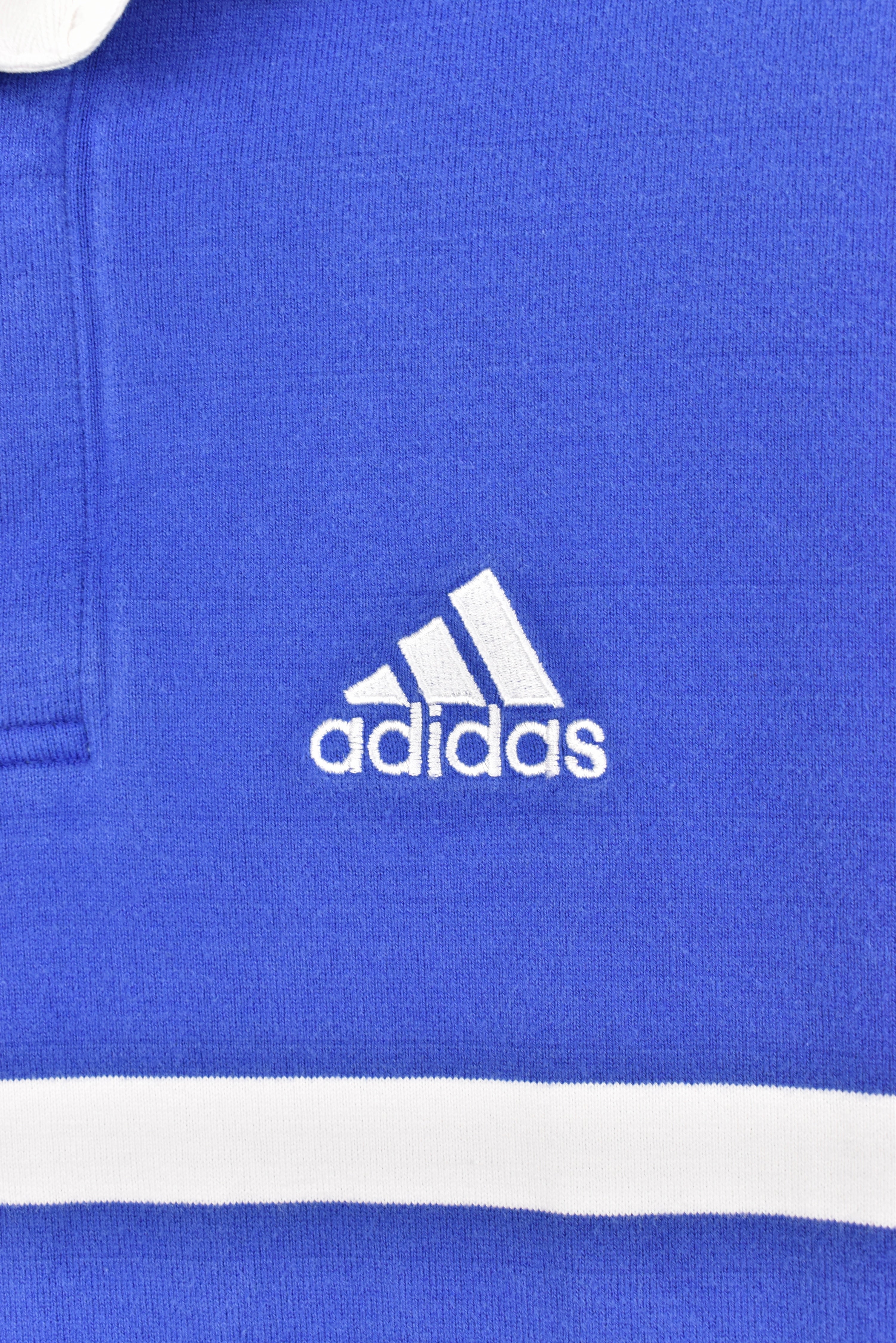 Vintage Adidas sweatshirt, blue embroidered rugby jumper - AU Medium ADIDAS