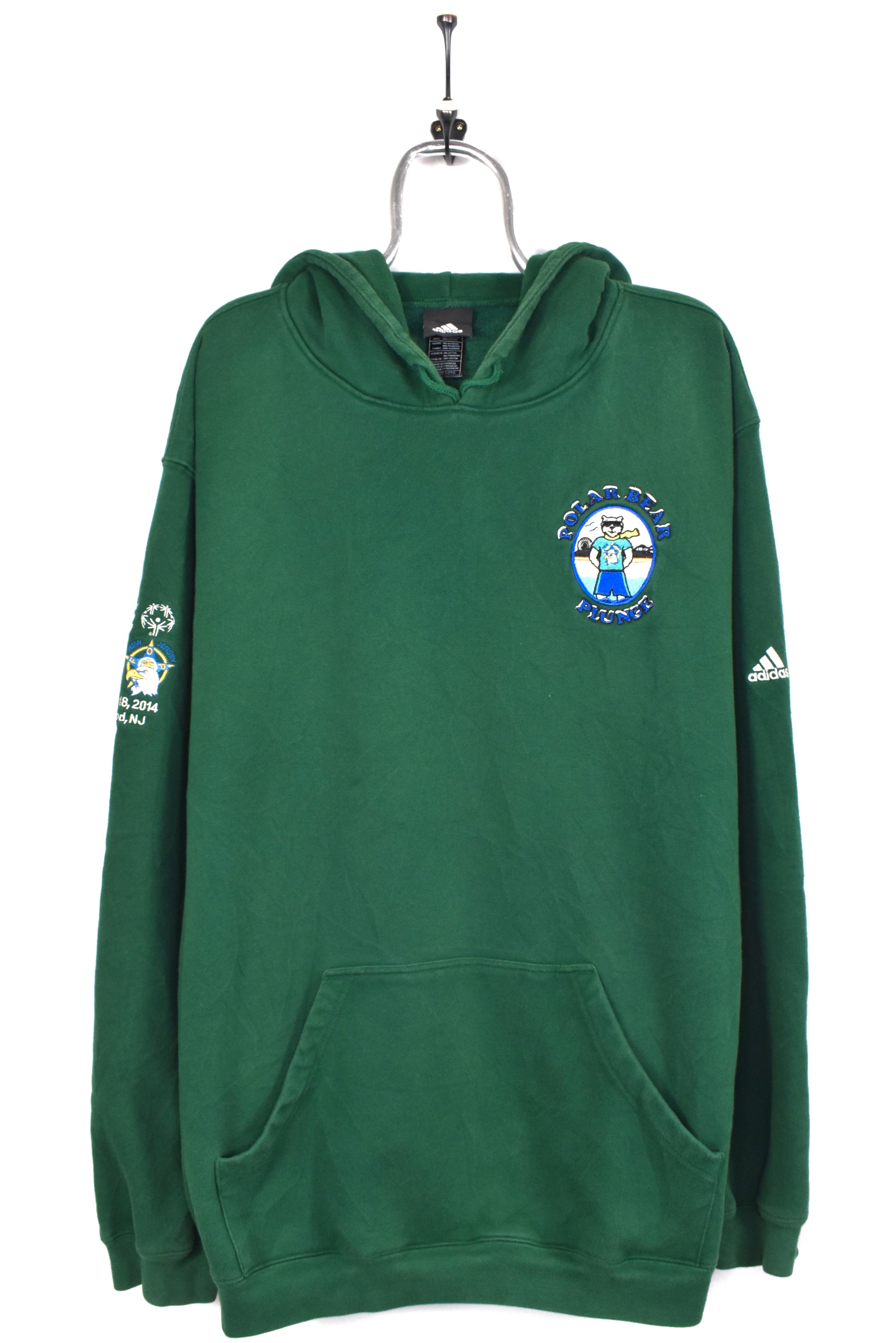 Vintage Adidas hoodie, green embroidered sweatshirt - AU XXL ADIDAS