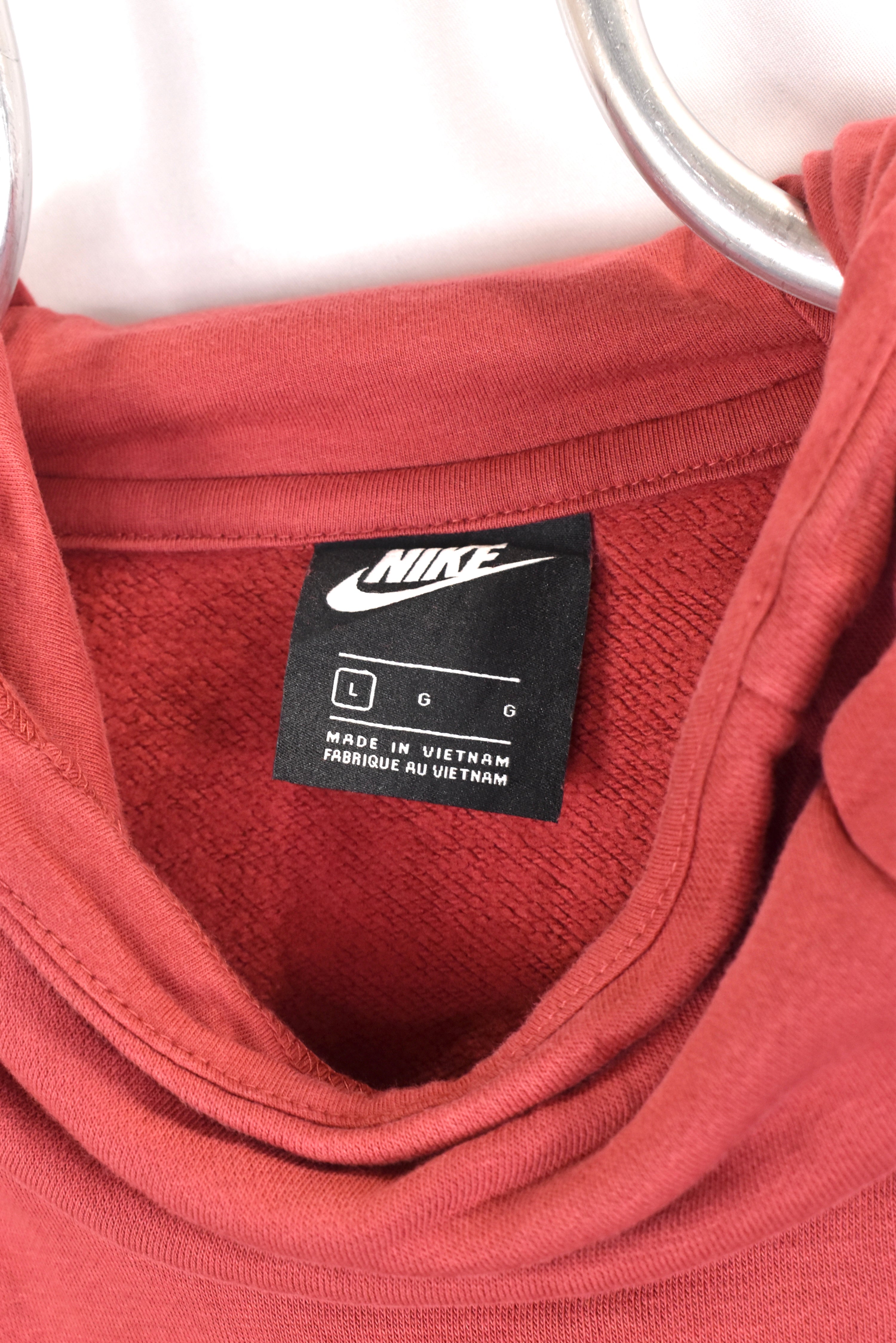 Vintage Nike hoodie, red embroidered sweatshirt - AU Medium NIKE