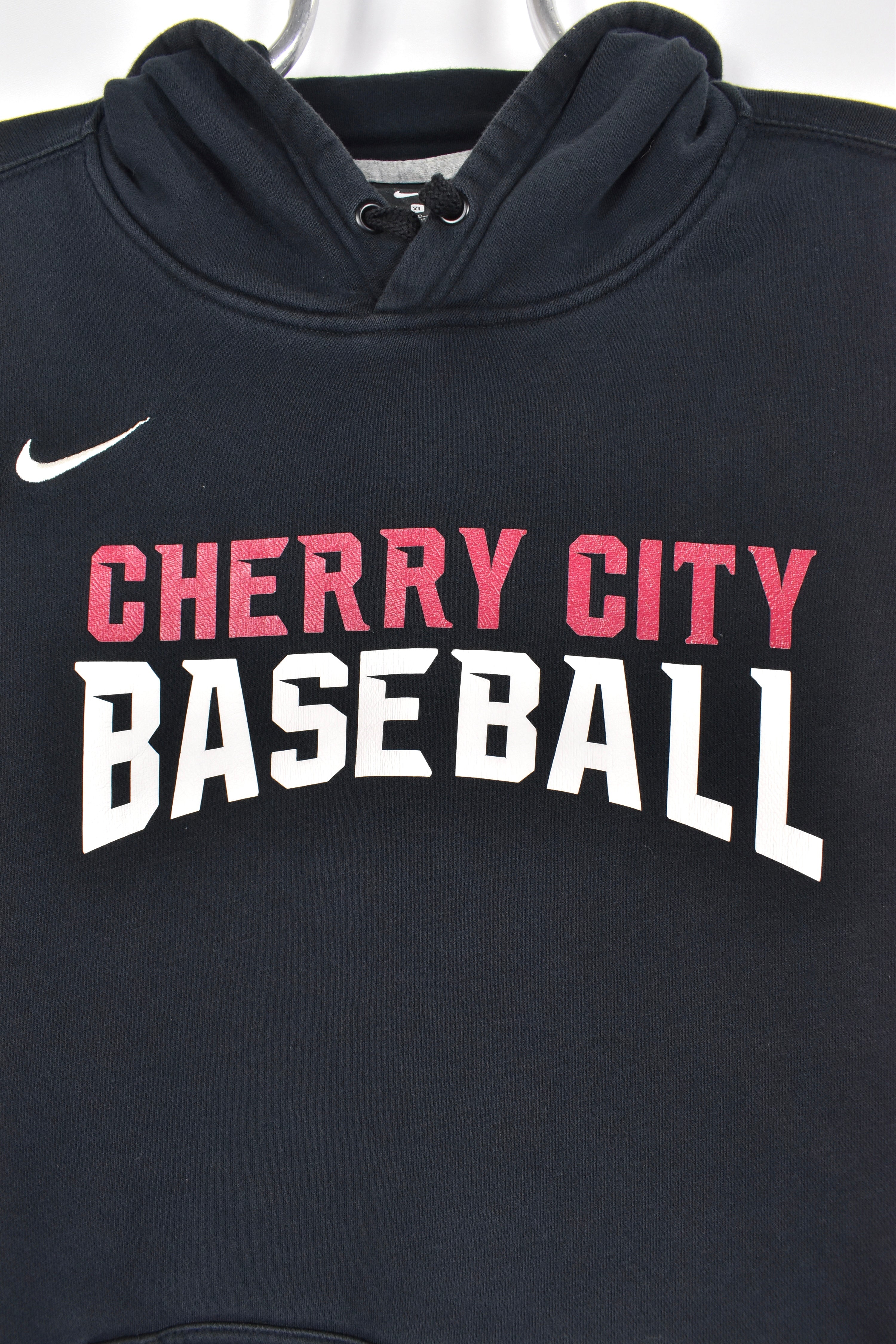 Vintage Cherry City hoodie, Black baseball graphic sweatshirt - AU XL PRO SPORT