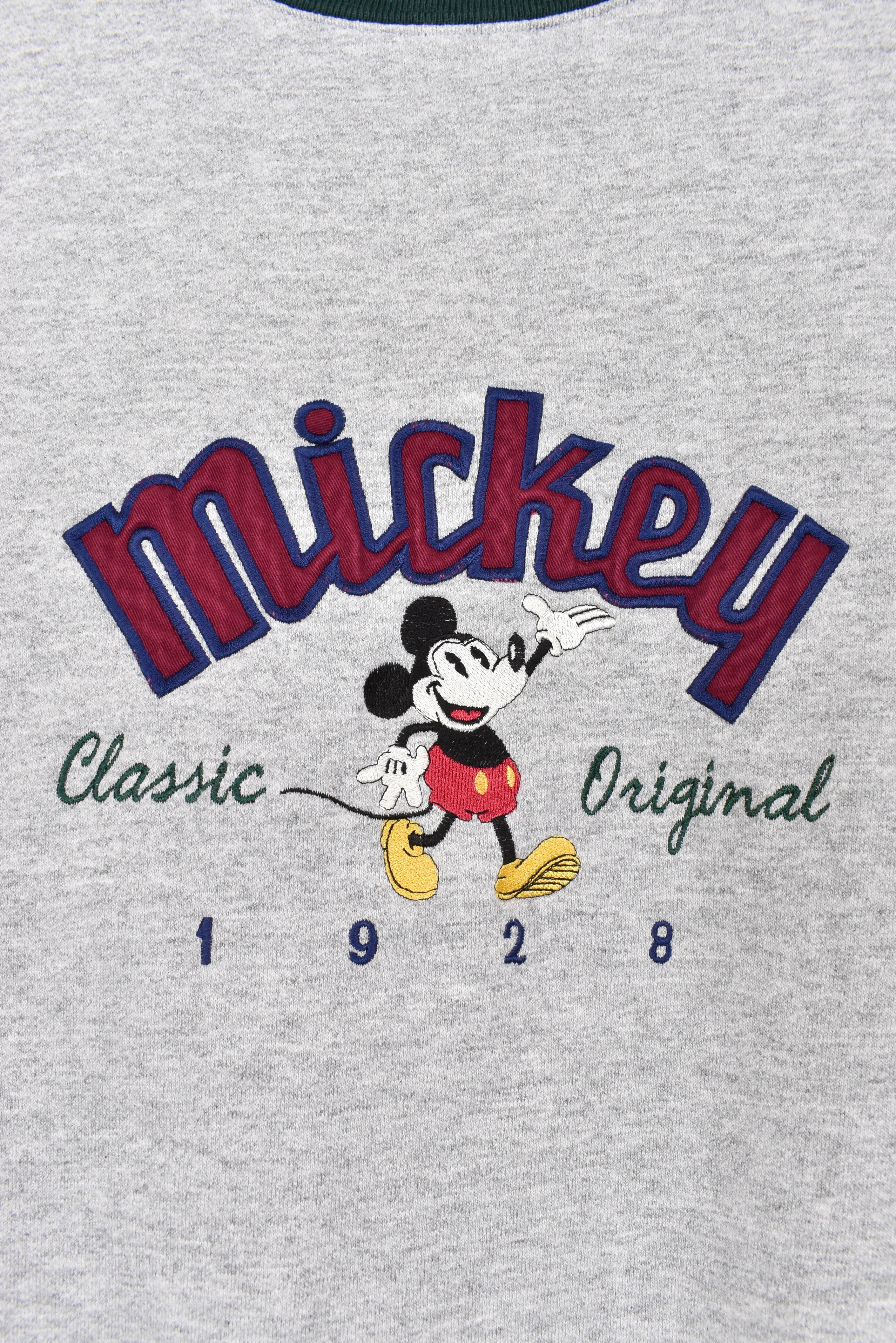 Vintage Mickey Mouse sweatshirt, Disney grey embroidered crewneck - AU Large DISNEY / CARTOON