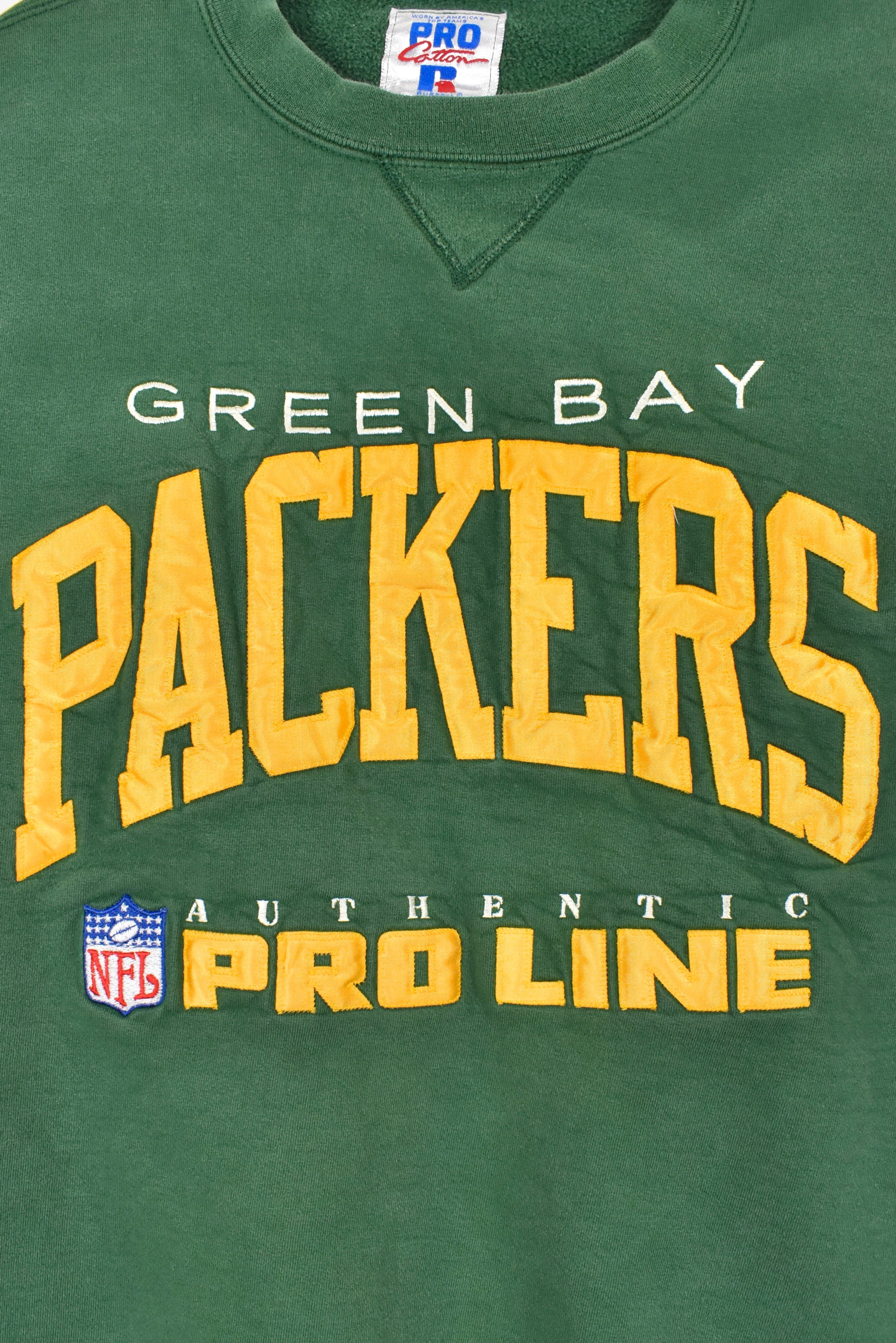 Vintage Green Bay Packers sweatshirt, NFL green embroidered crewneck - AU XL PRO SPORT