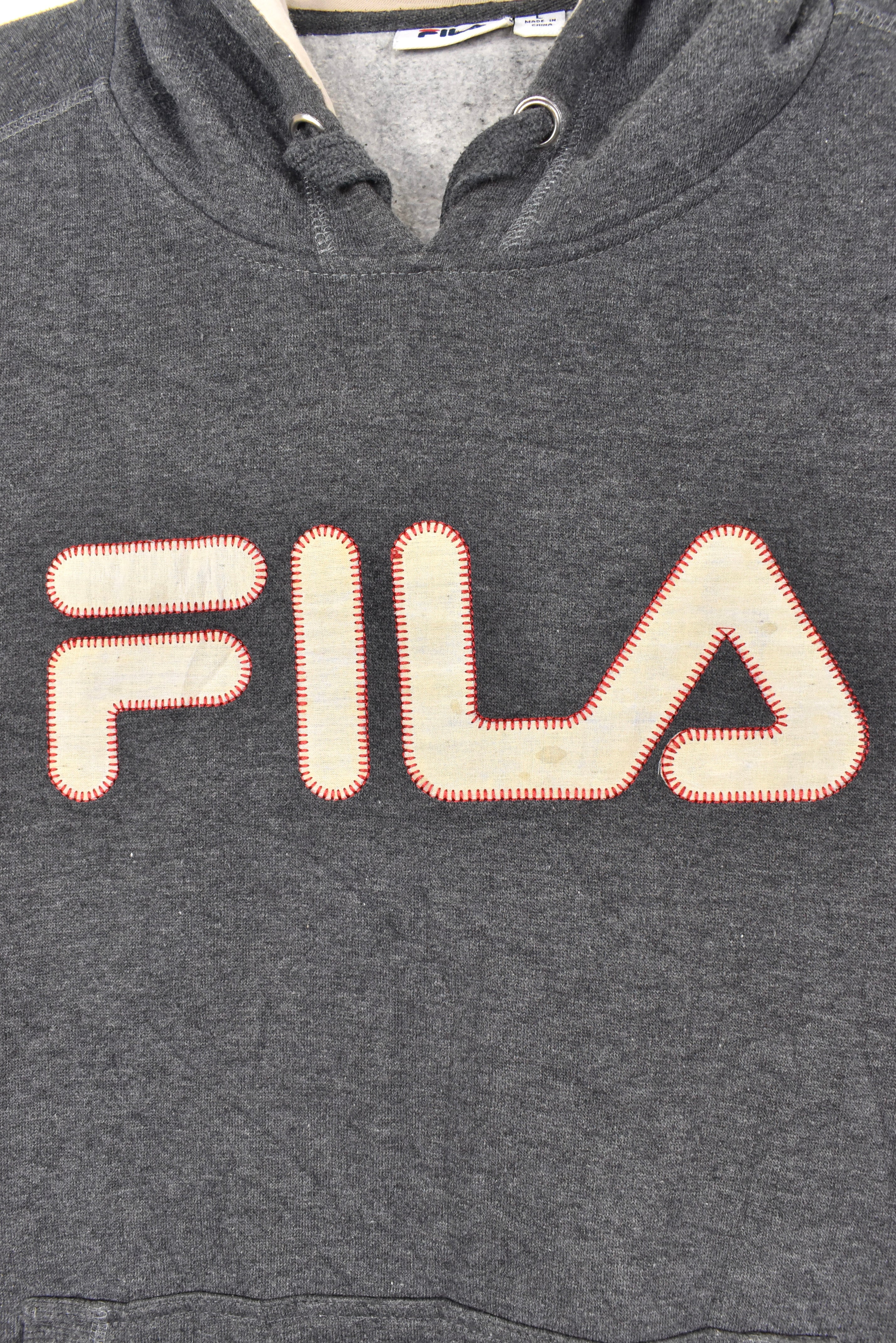 Vintage Fila hoodie, grey graphic sweatshirt - AU Large FILA