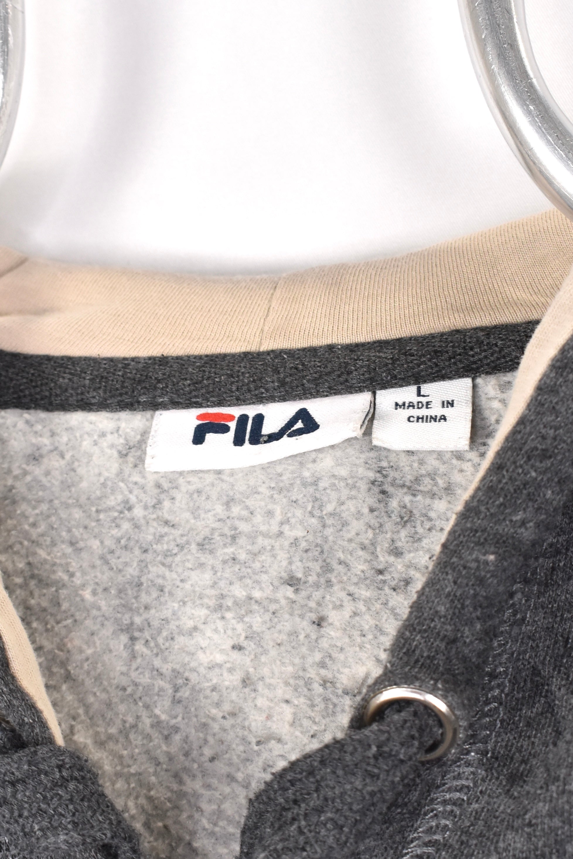 Vintage Fila hoodie, grey graphic sweatshirt - AU Large FILA