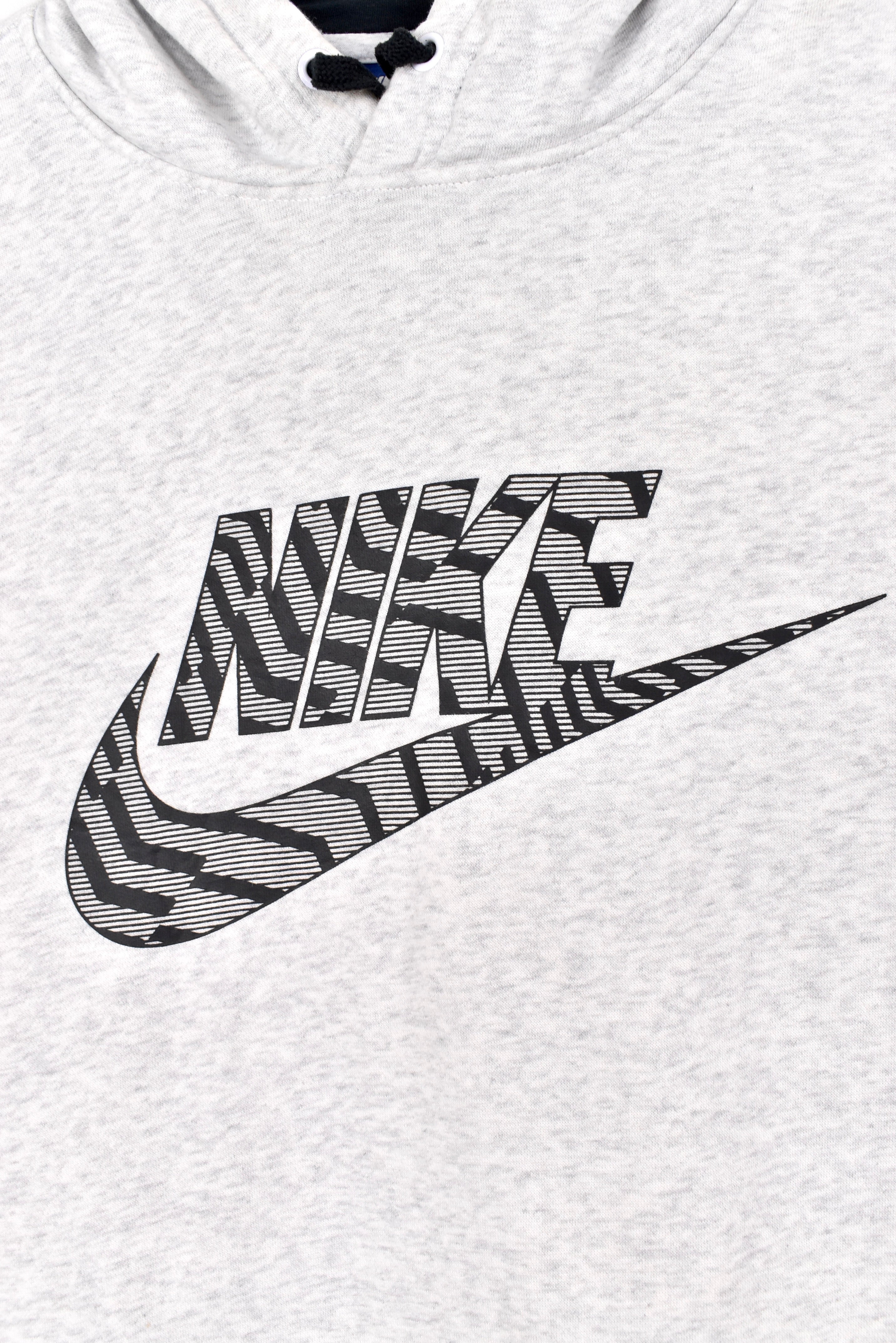 Vintage Nike hoodie, grey graphic sweatshirt - AU Large NIKE