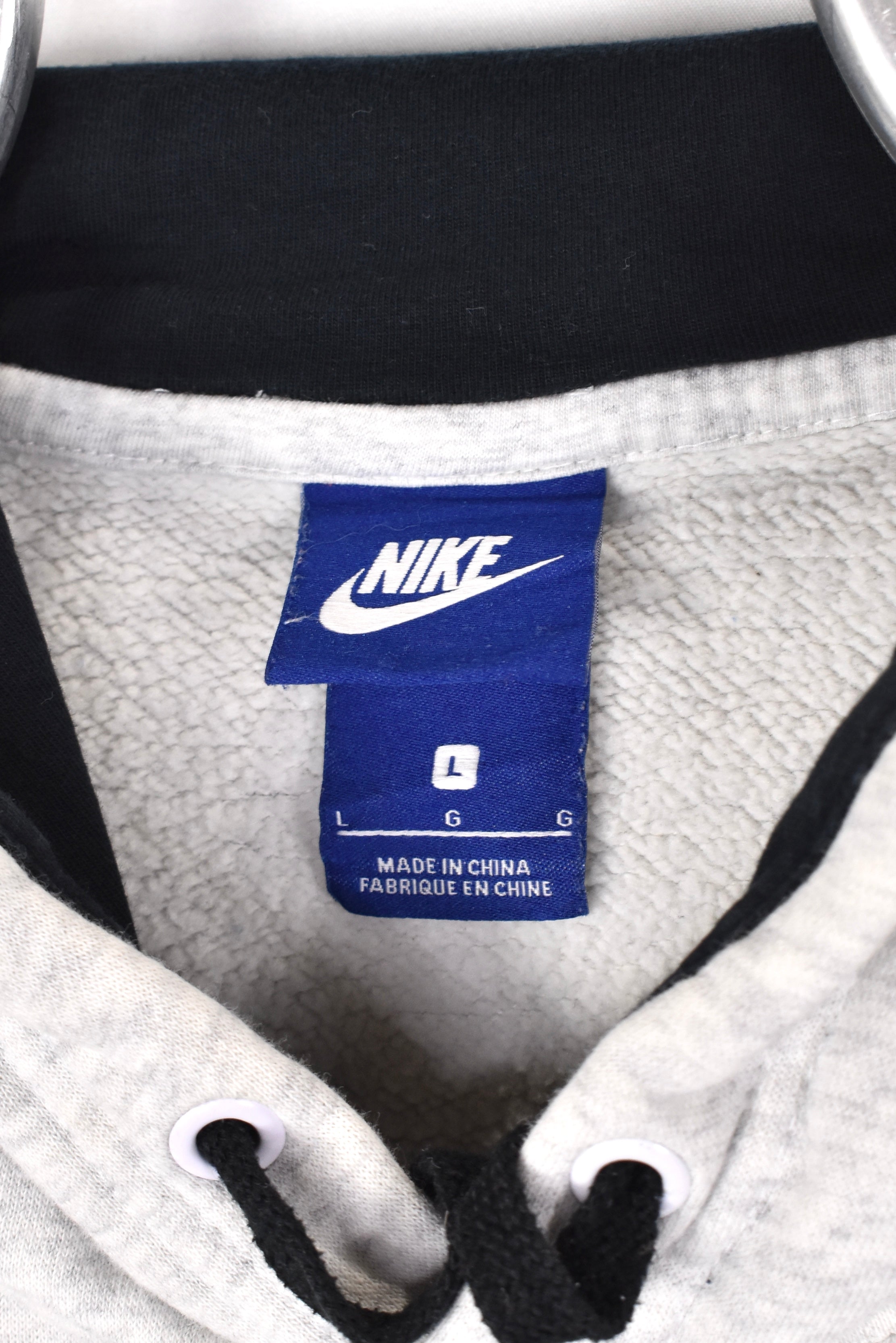 Vintage Nike hoodie, grey graphic sweatshirt - AU Large NIKE