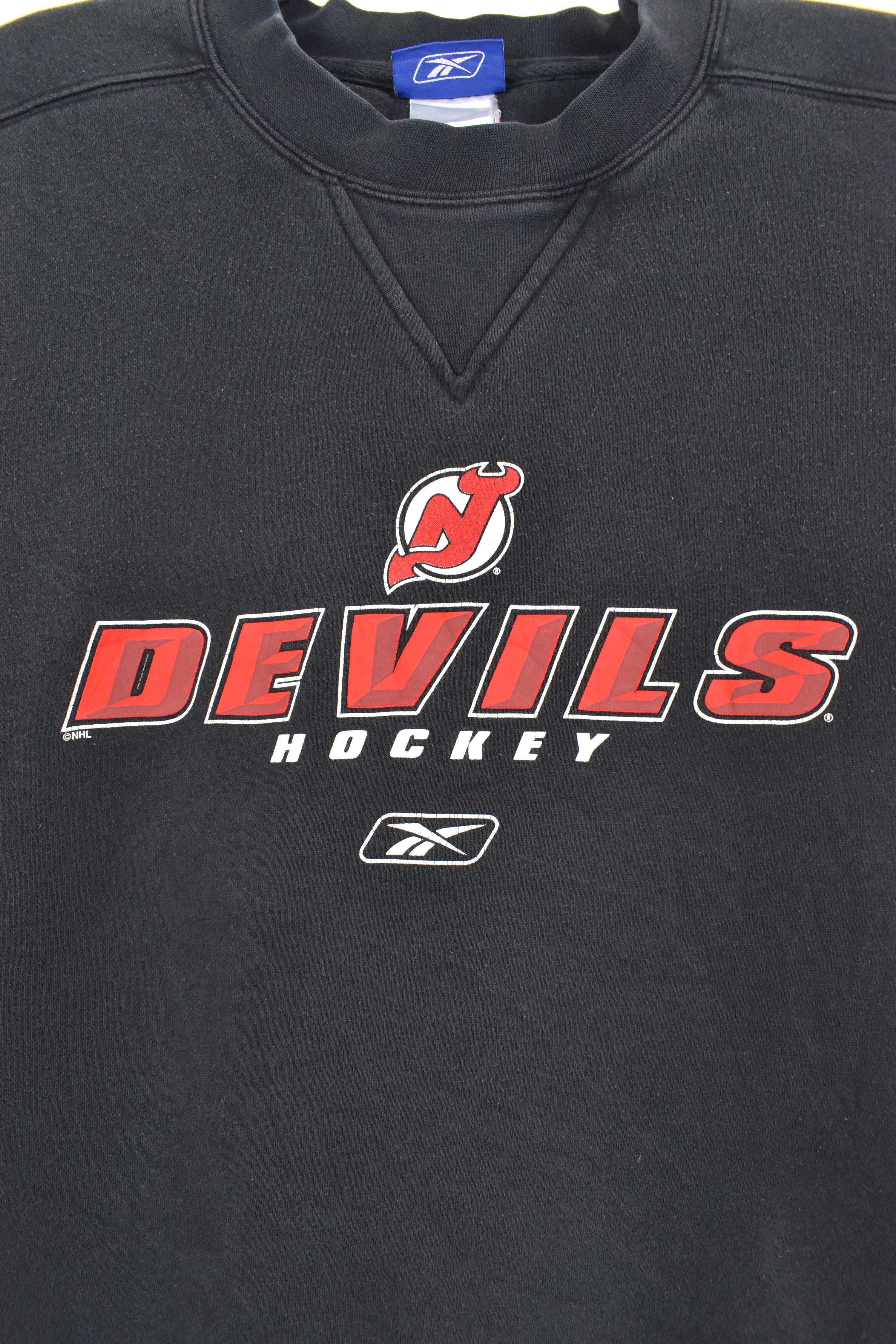 Vintage New Jersey Devils sweatshirt, NHL black graphic crewneck - AU Large PRO SPORT