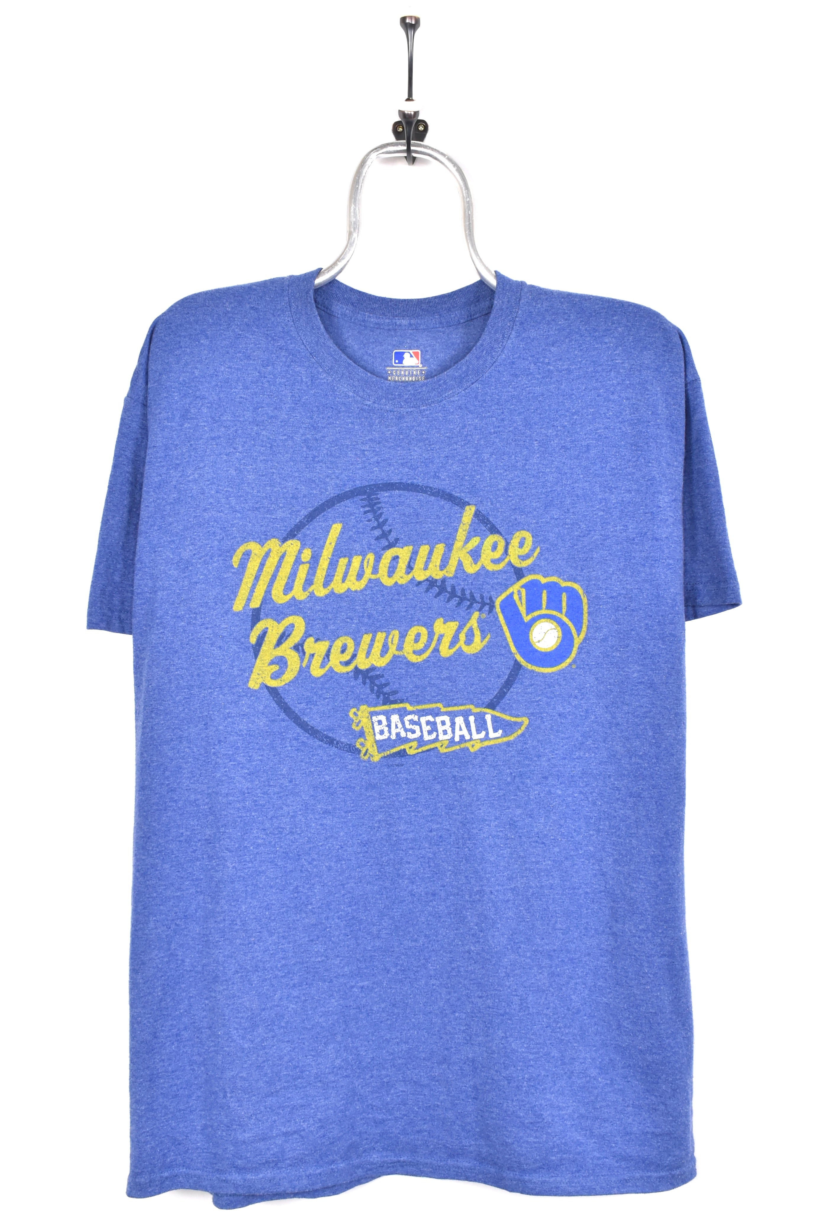 Modern Milwaukee Brewers shirt, MLB blue graphic tee - AU Large PRO SPORT