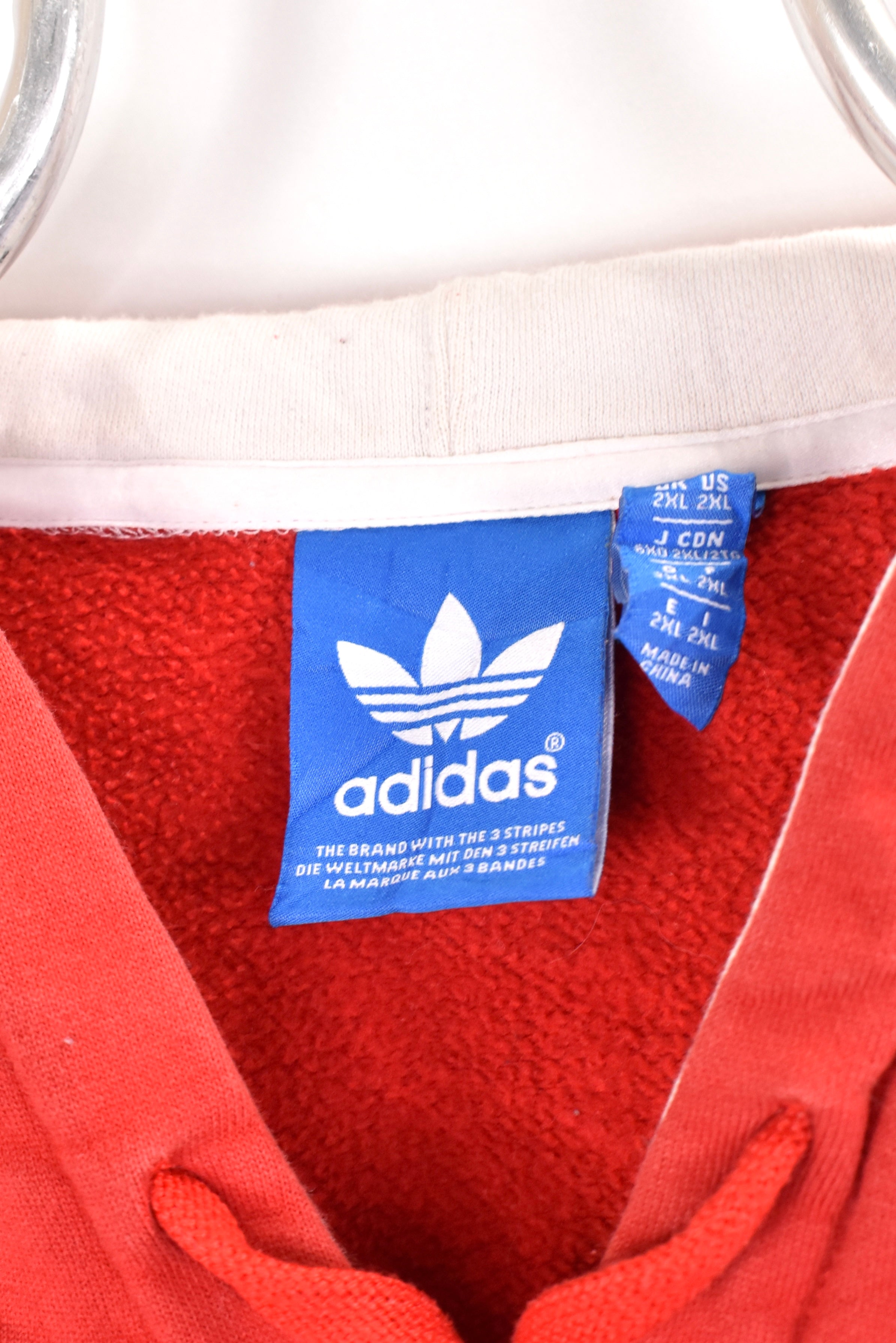 Vintage Adidas hoodie, red graphic sweatshirt - AU XXL ADIDAS
