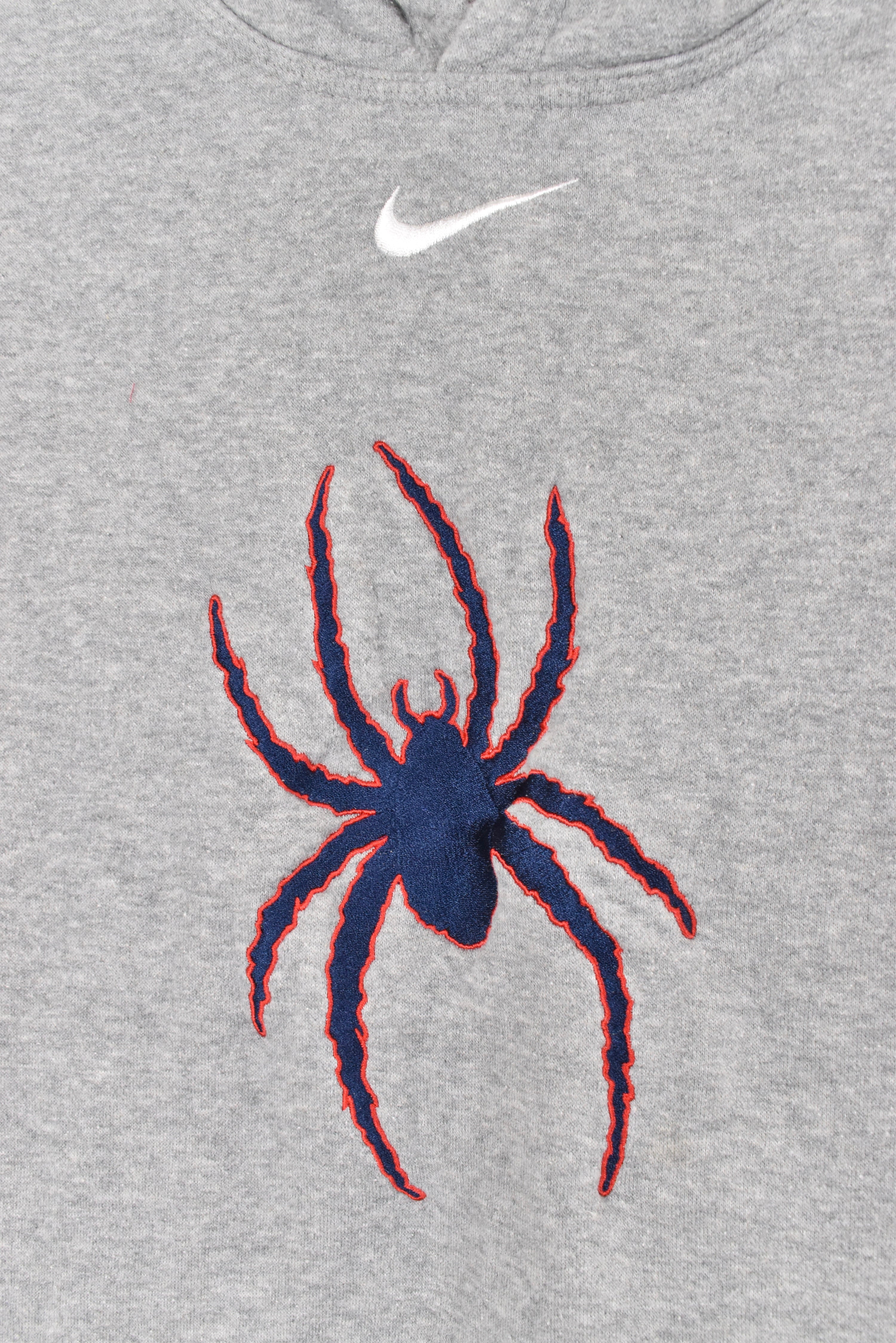 Vintage Nike hoodie, grey embroidered sweatshirt - AU Large NIKE