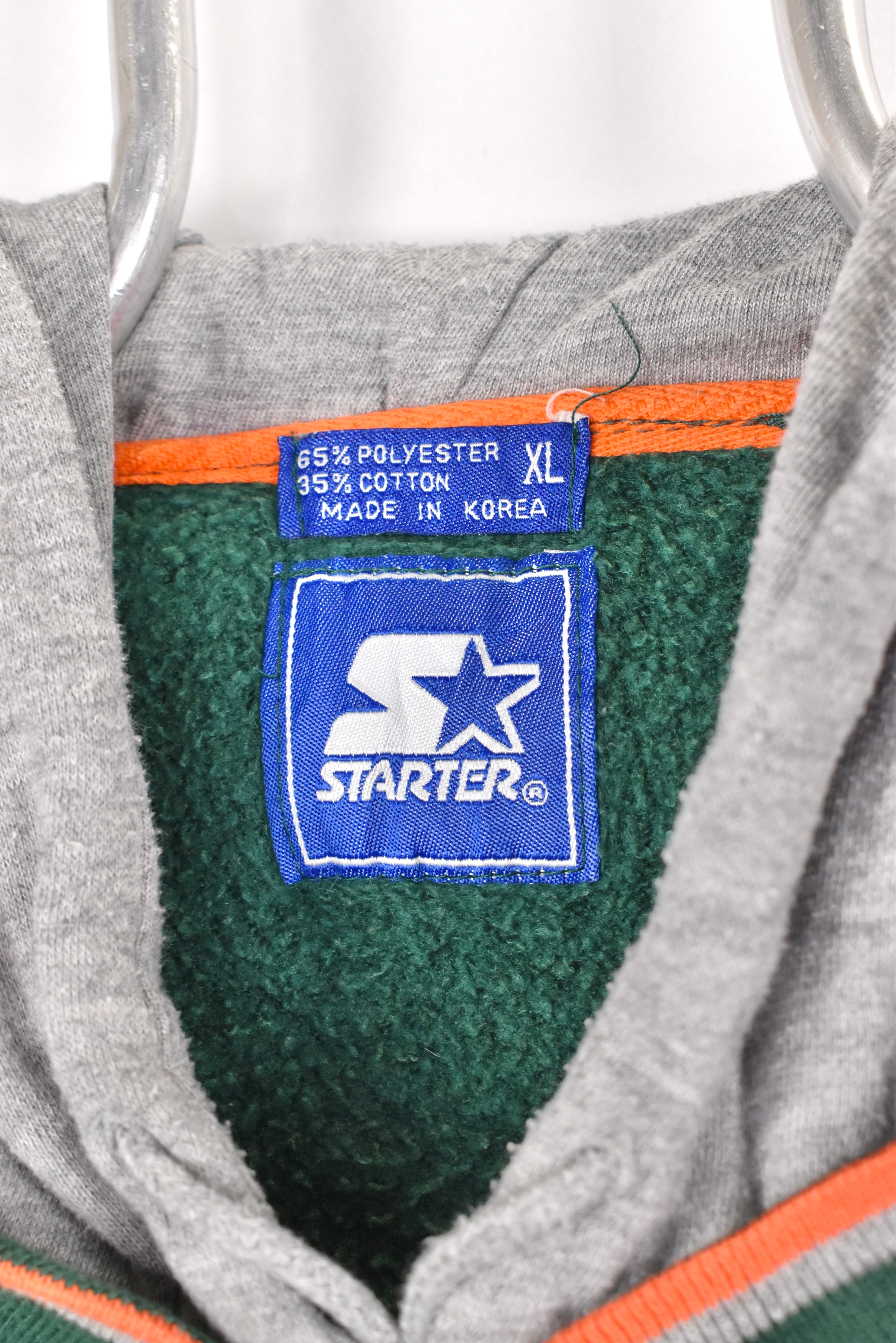 Vintage University of Miami hoodie, green Hurricanes embroidered sweatshirt - AU XL COLLEGE