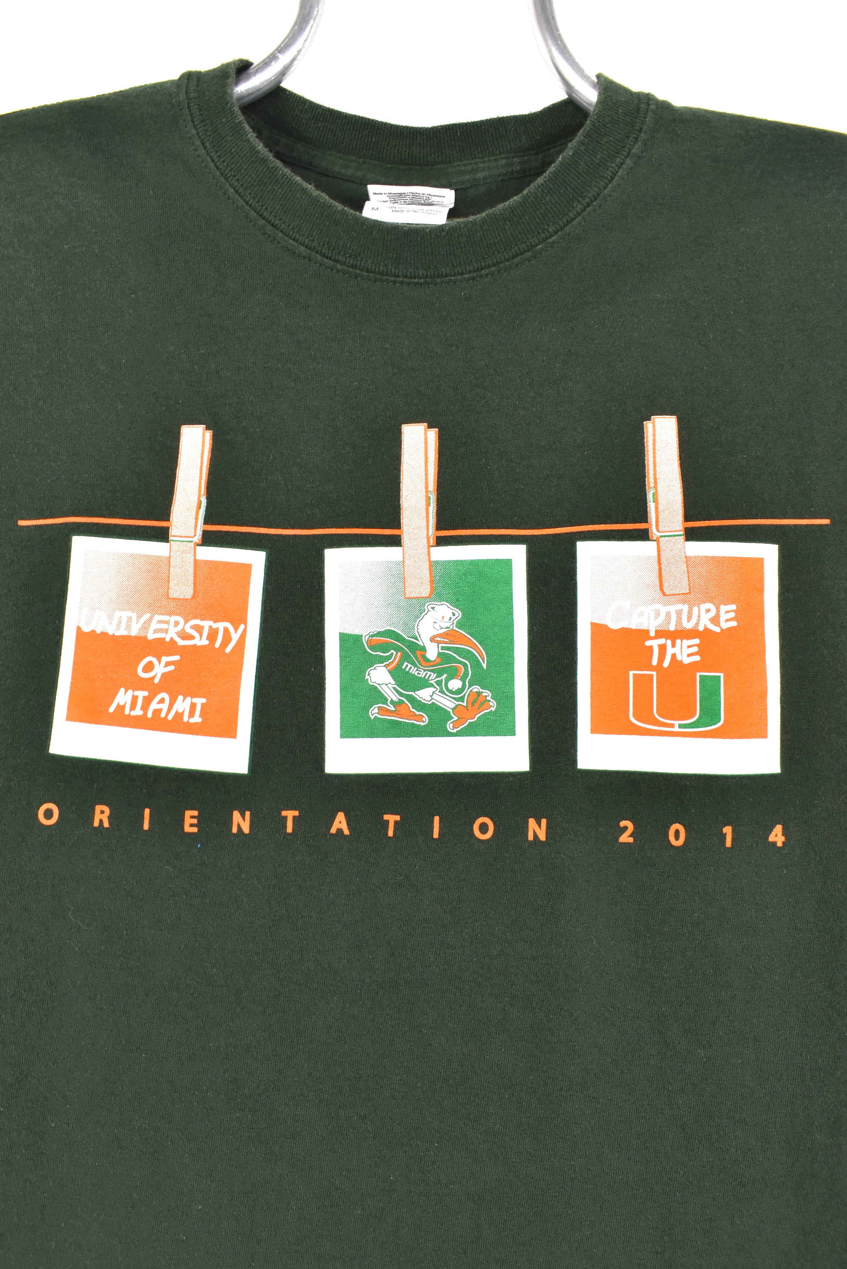 Modern University of Miami shirt, hurricanes green graphic tee - AU Medium COLLEGE