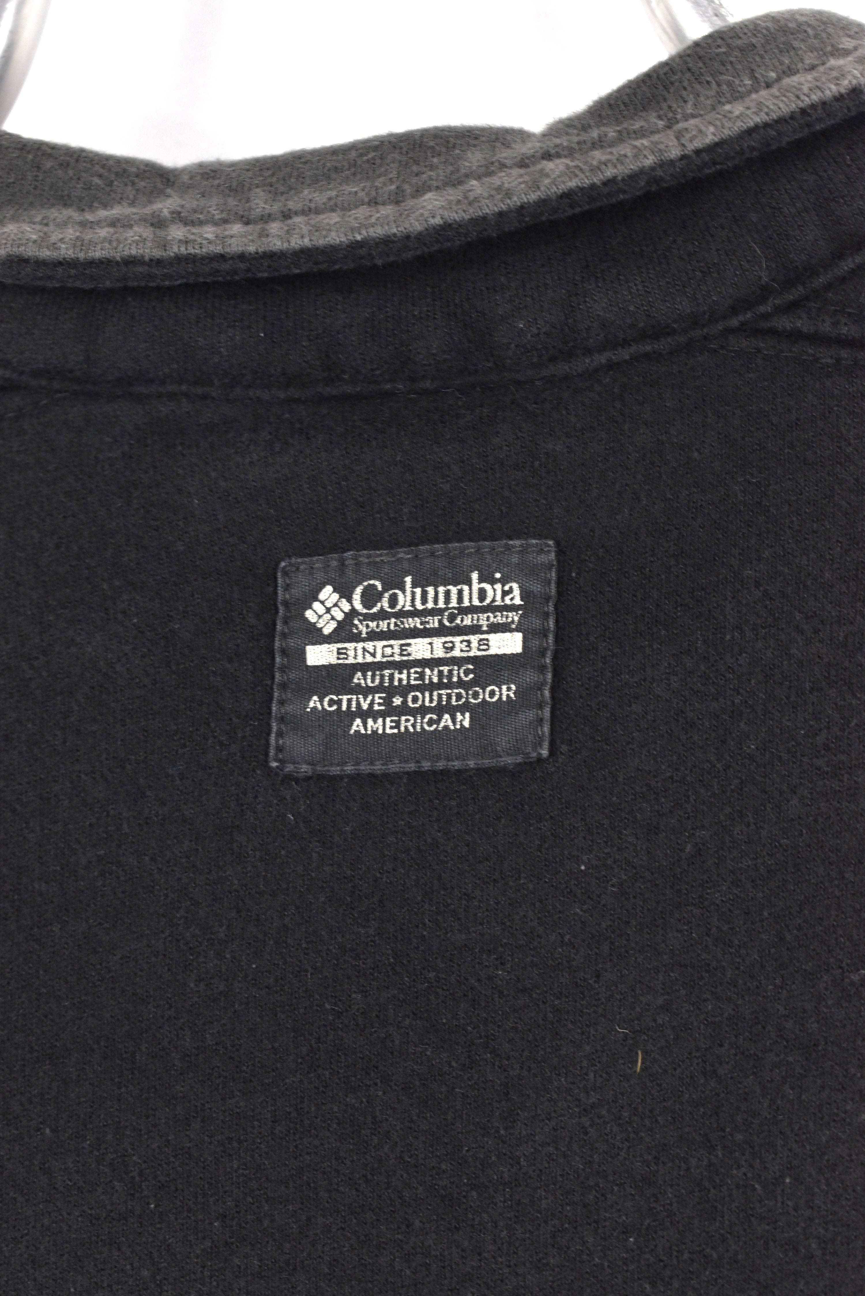 Vintage Columbia sweatshirt, black embroidered 1/4 zip jumper - AU Large COLUMBIA