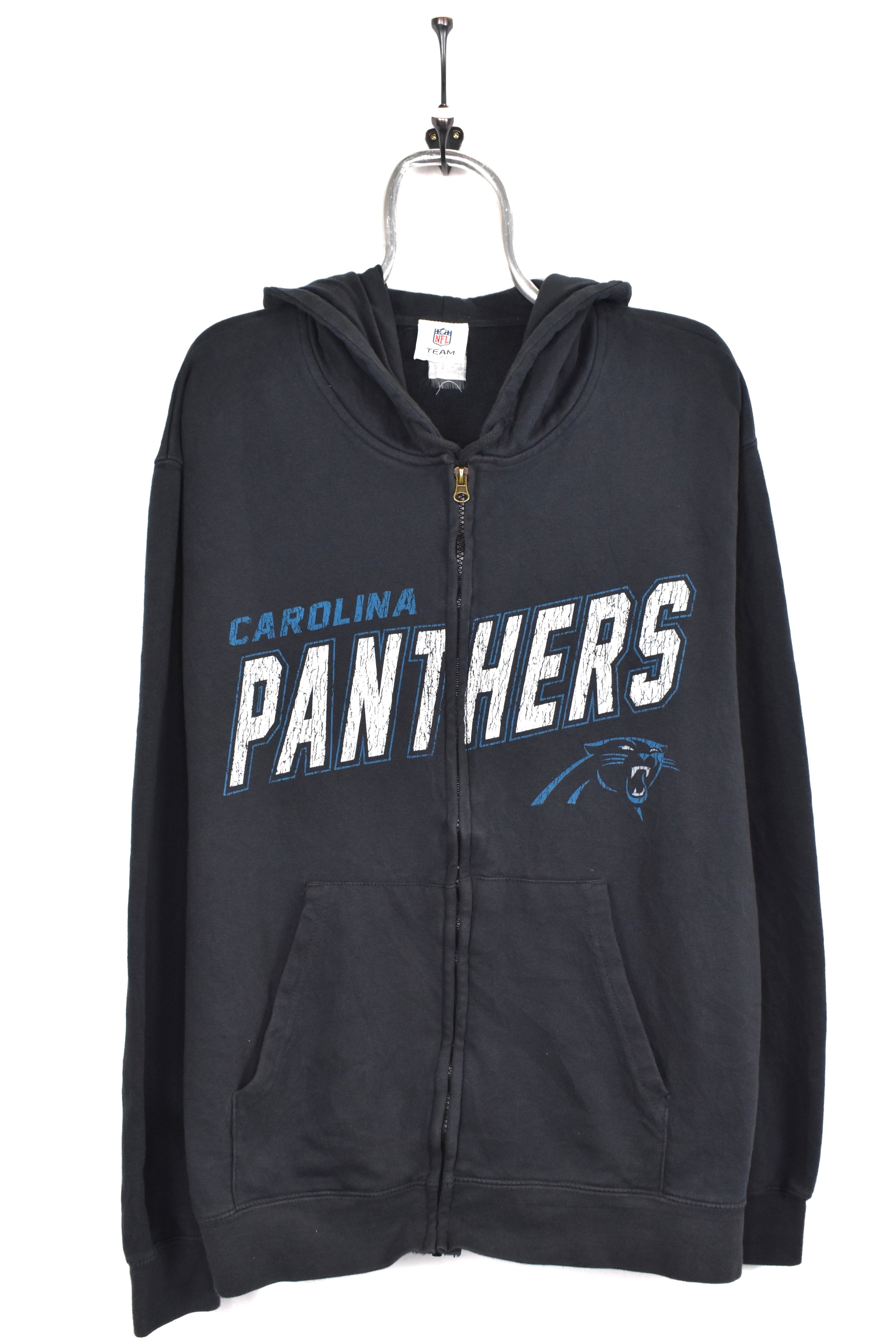 Vintage Carolina Panthers hoodie, NFL black graphic sweatshirt - AU Large PRO SPORT