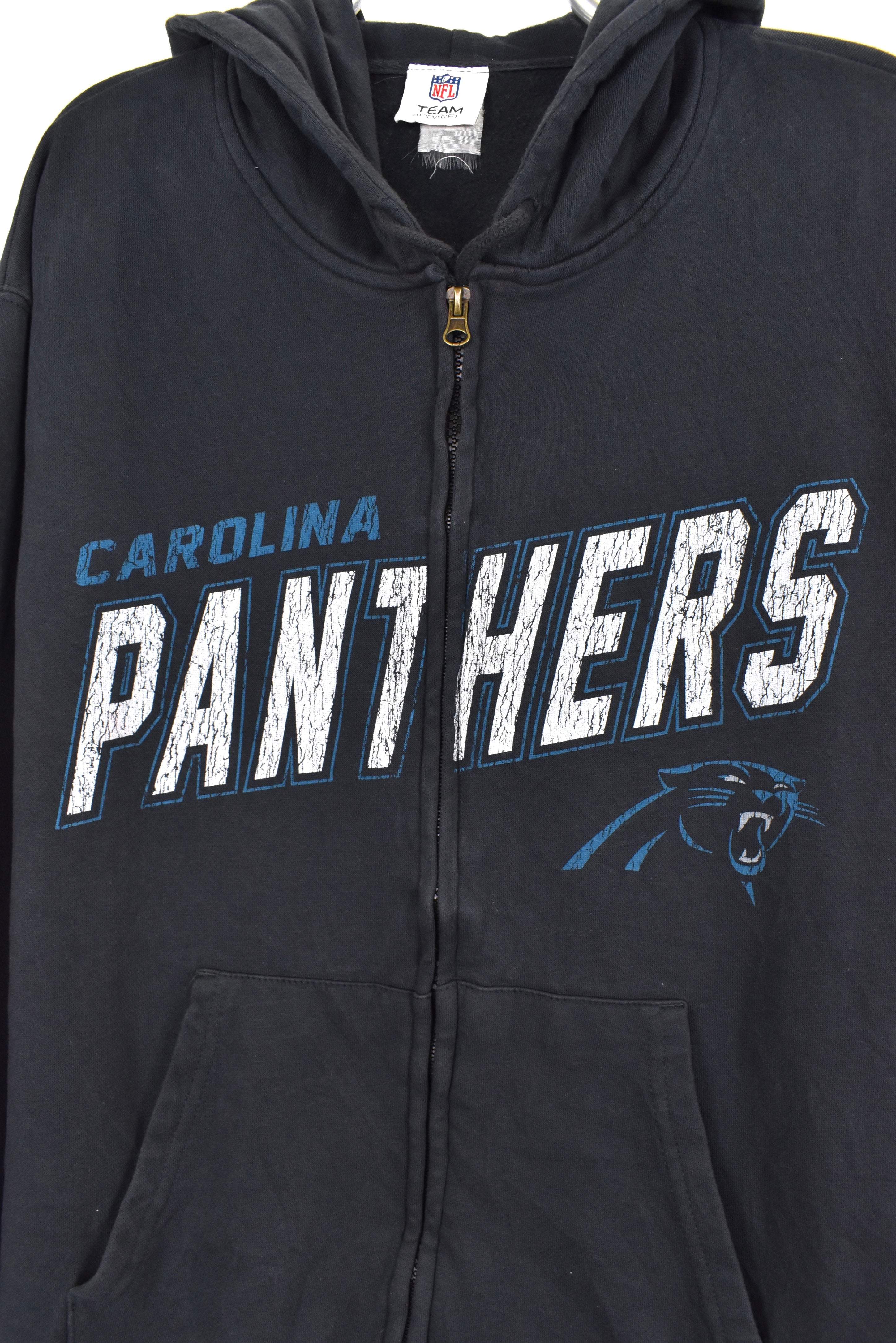 Vintage Carolina Panthers hoodie, NFL black graphic sweatshirt - AU Large PRO SPORT