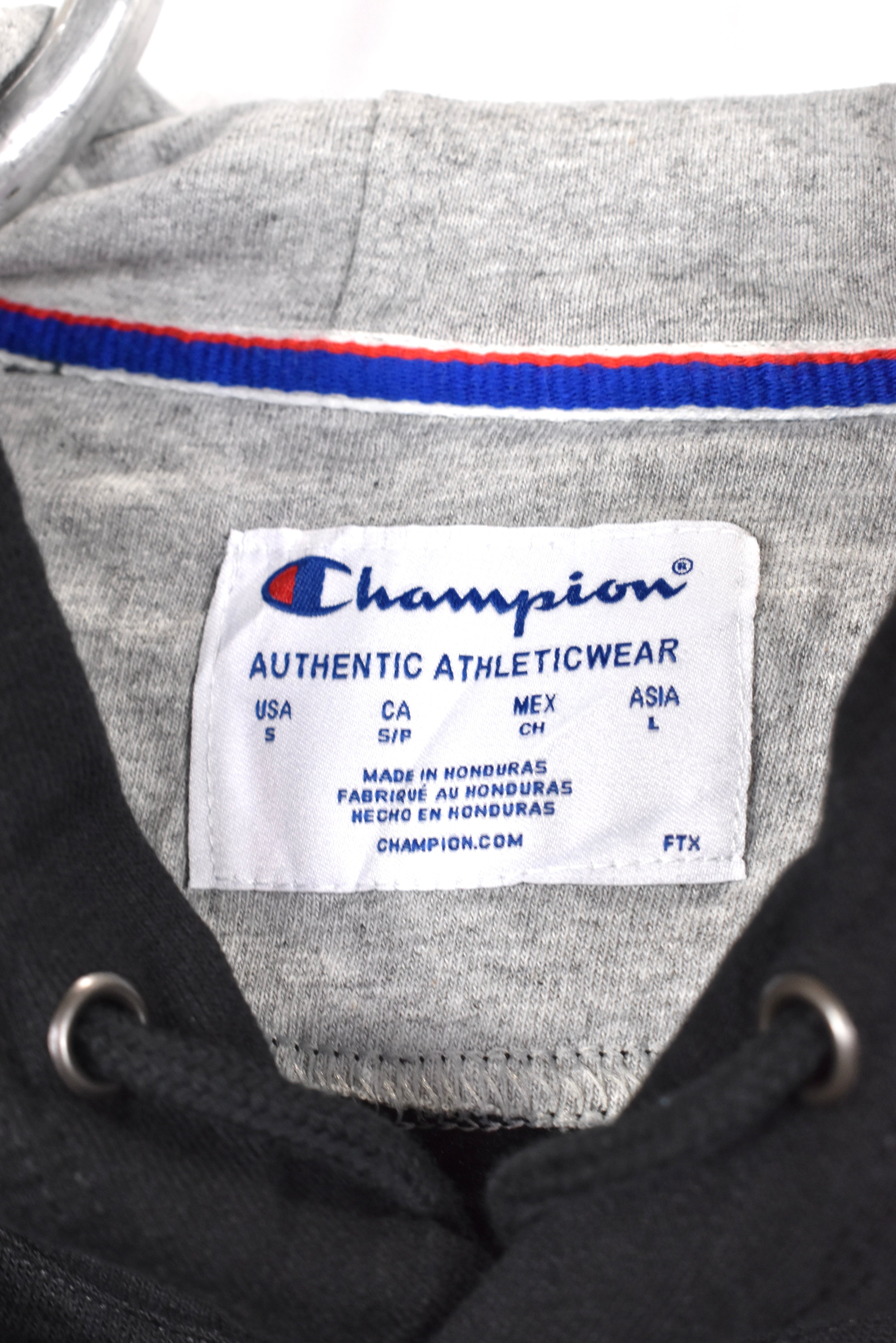 Modern Champion hoodie, black graphic sweatshirt - AU Small CHAMPION