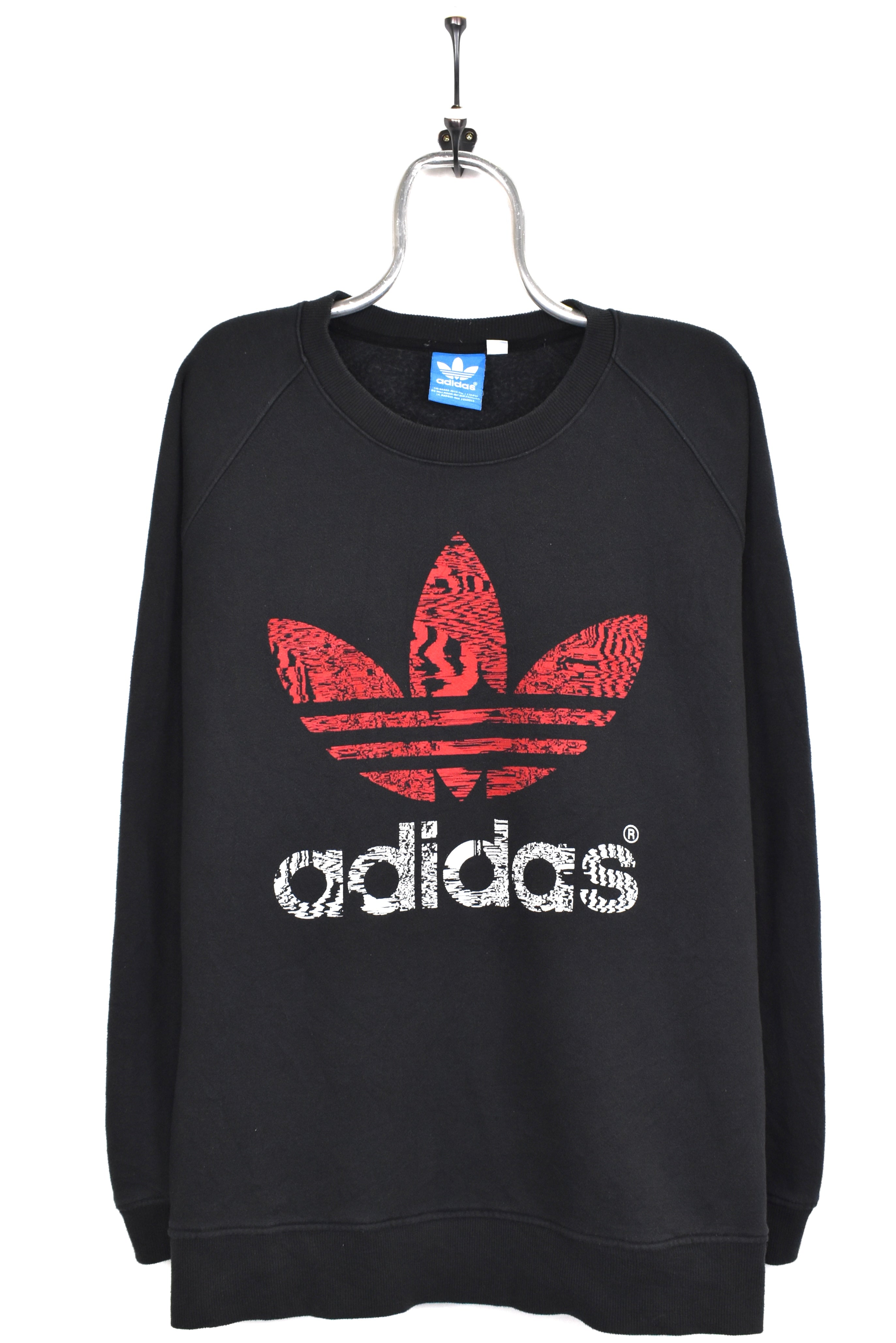 Vintage Adidas sweatshirt, black graphic crewneck - AU XL ADIDAS