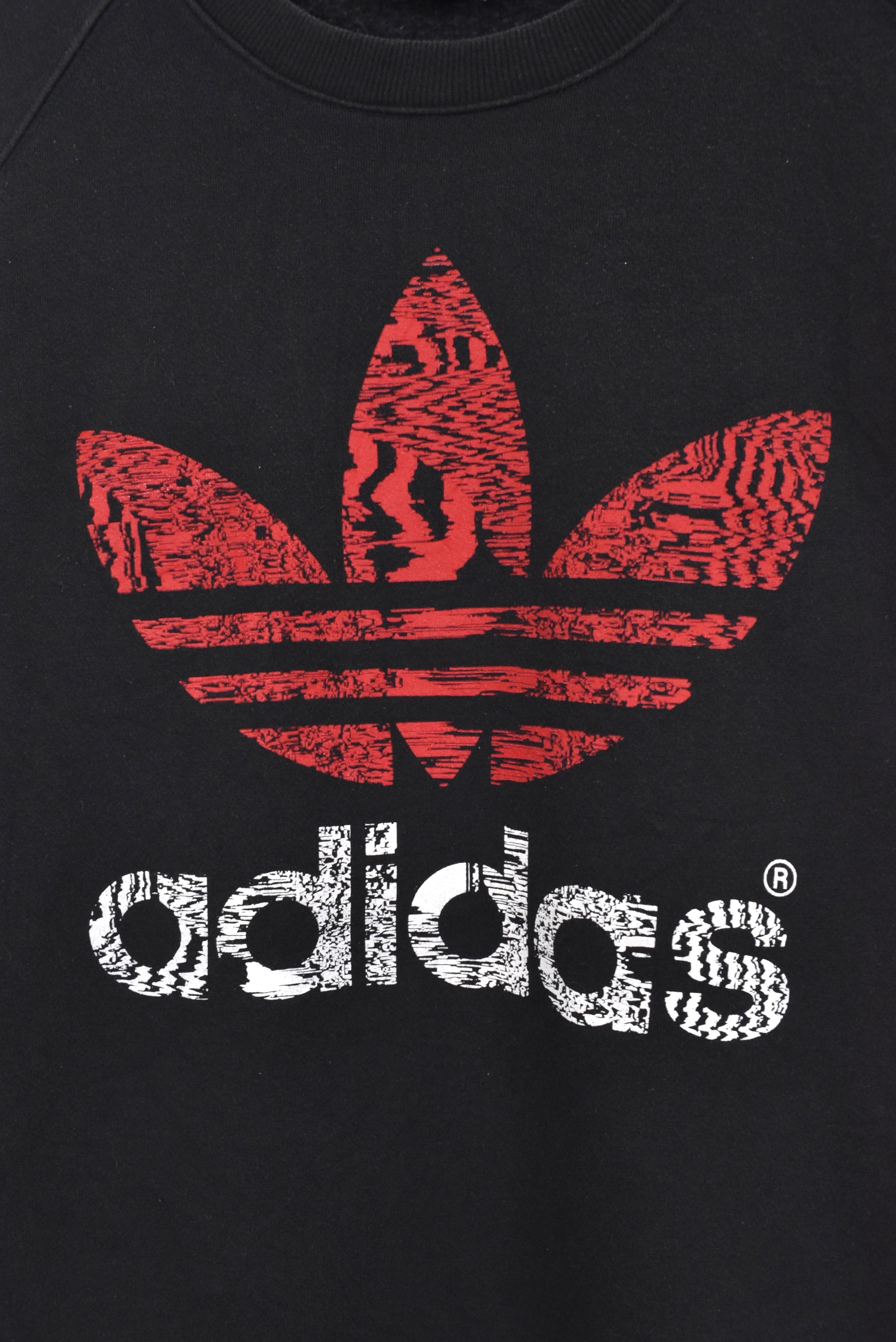 Vintage Adidas sweatshirt, black graphic crewneck - AU XL ADIDAS