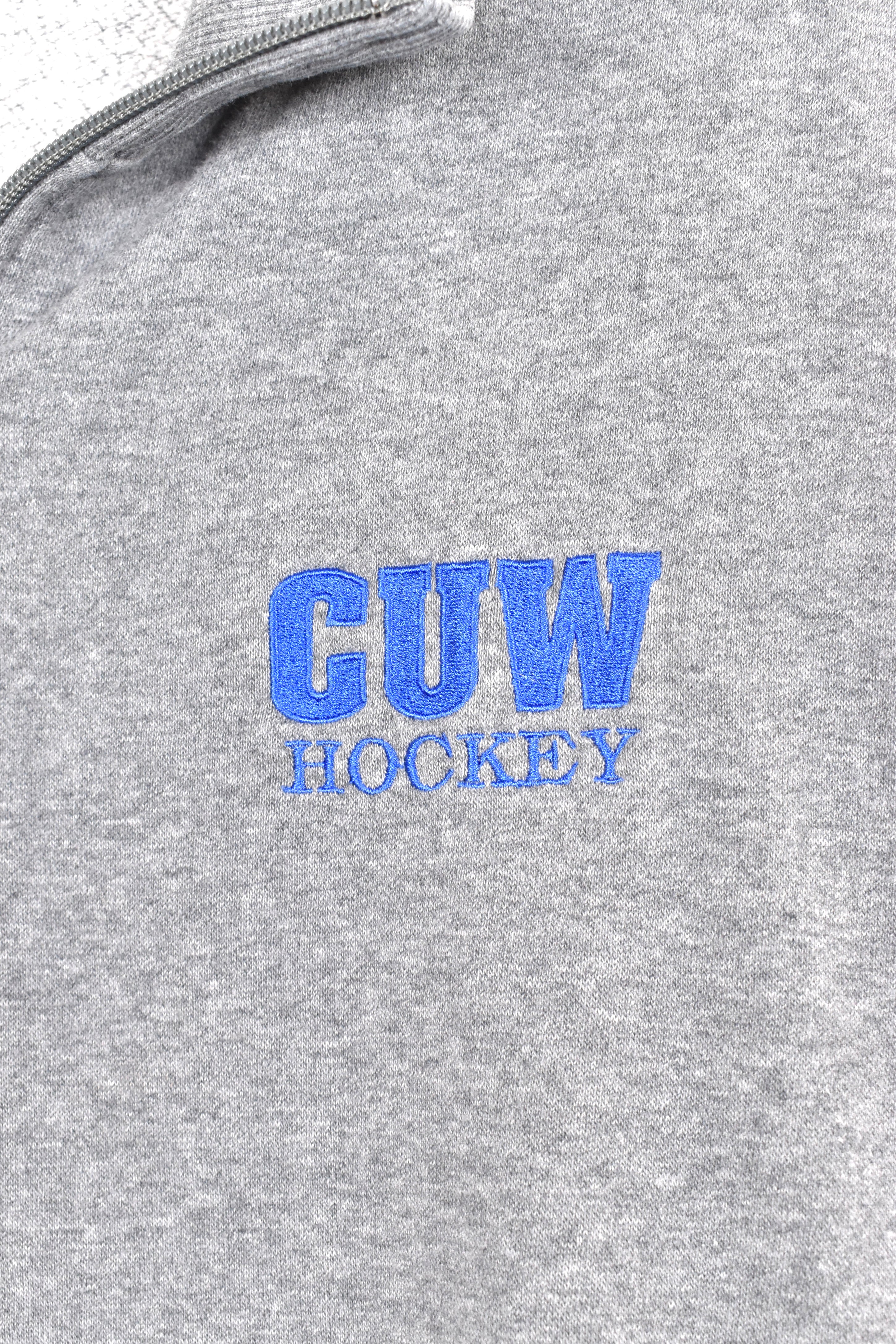 Vintage Nike sweatshirt, grey embroidered 1/4 zip jumper - AU XL NIKE