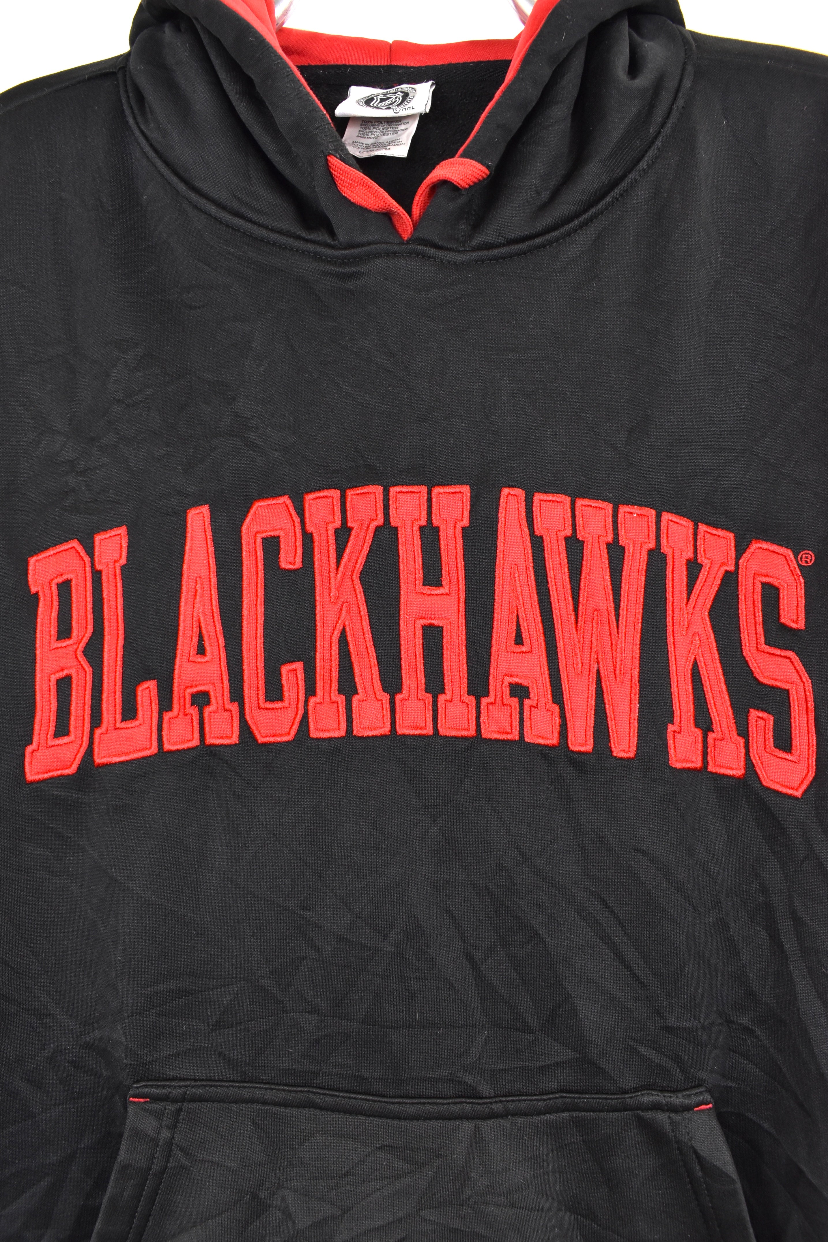 Vintage Chicago Blackhawks hoodie, NHL black embroidered sweatshirt - AU Large PRO SPORT