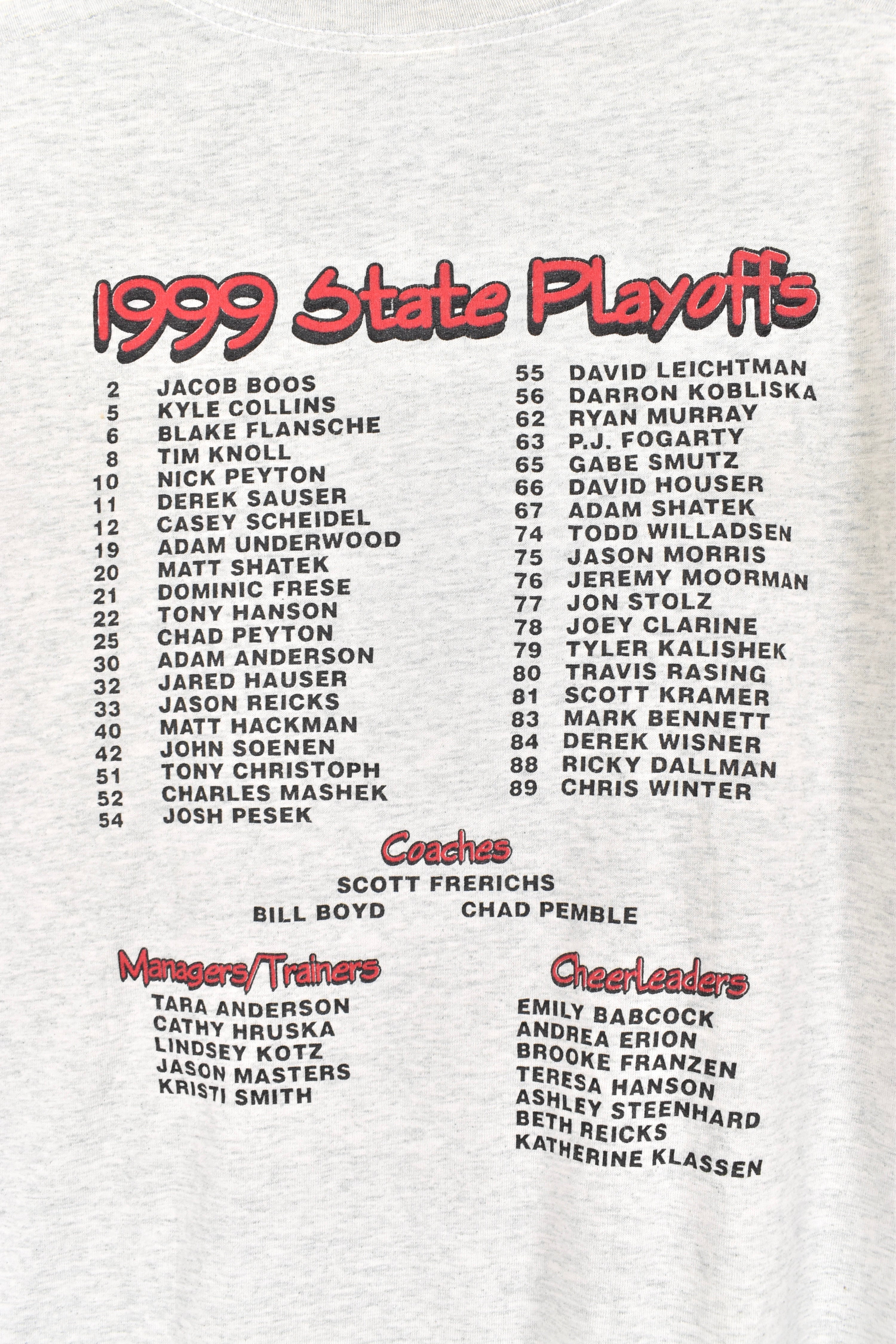 Vintage New Hampton football shirt, 1999 grey graphic tee - AU XL COLLEGE