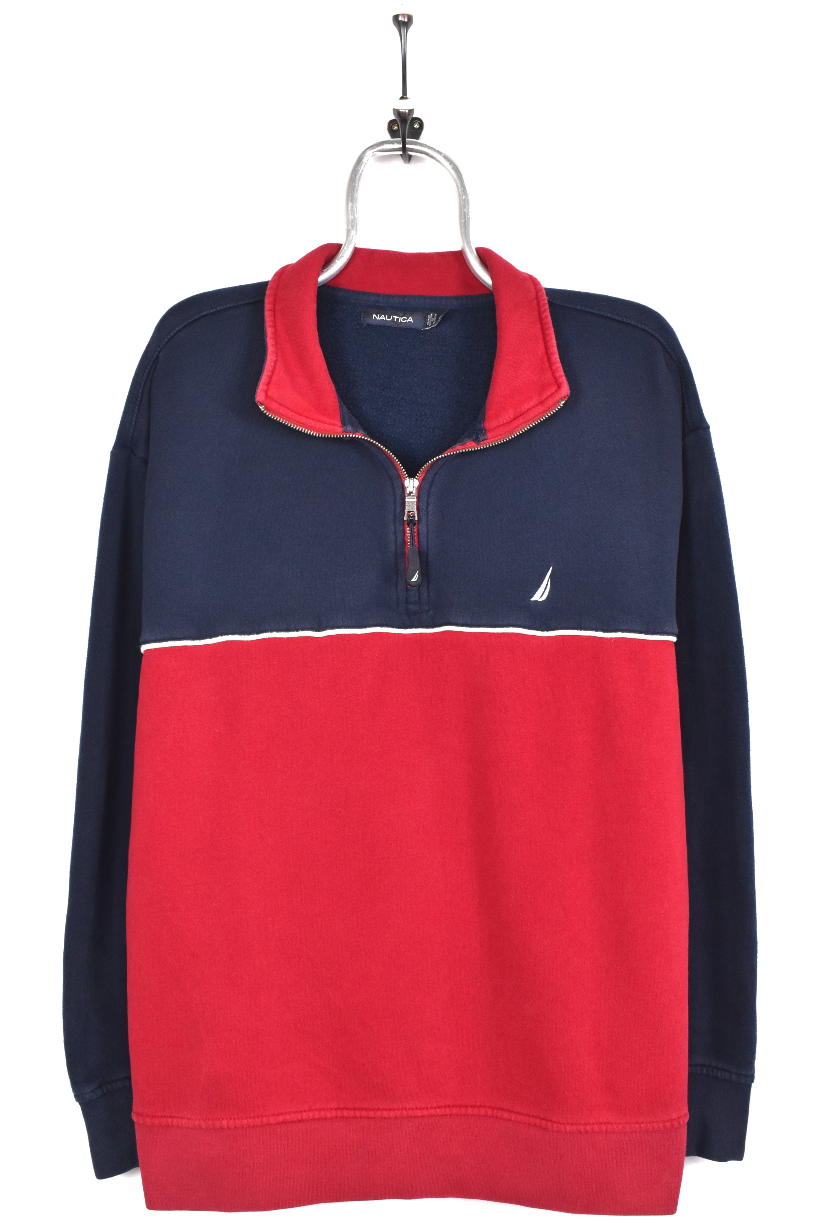 Vintage Nautica sweatshirt, embroidered 1/4 zip jumper - AU XL NAUTICA