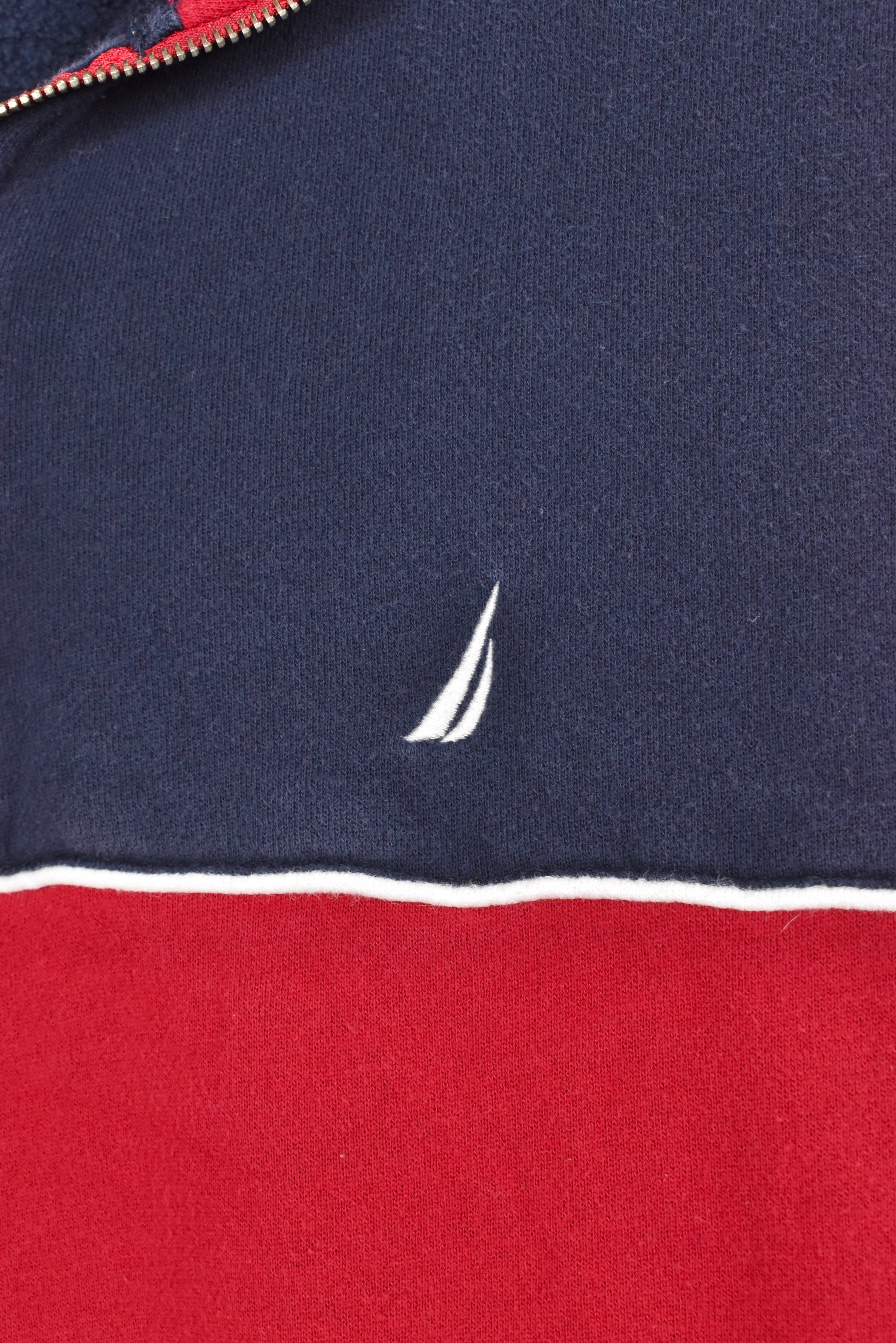 Vintage Nautica sweatshirt, embroidered 1/4 zip jumper - AU XL NAUTICA