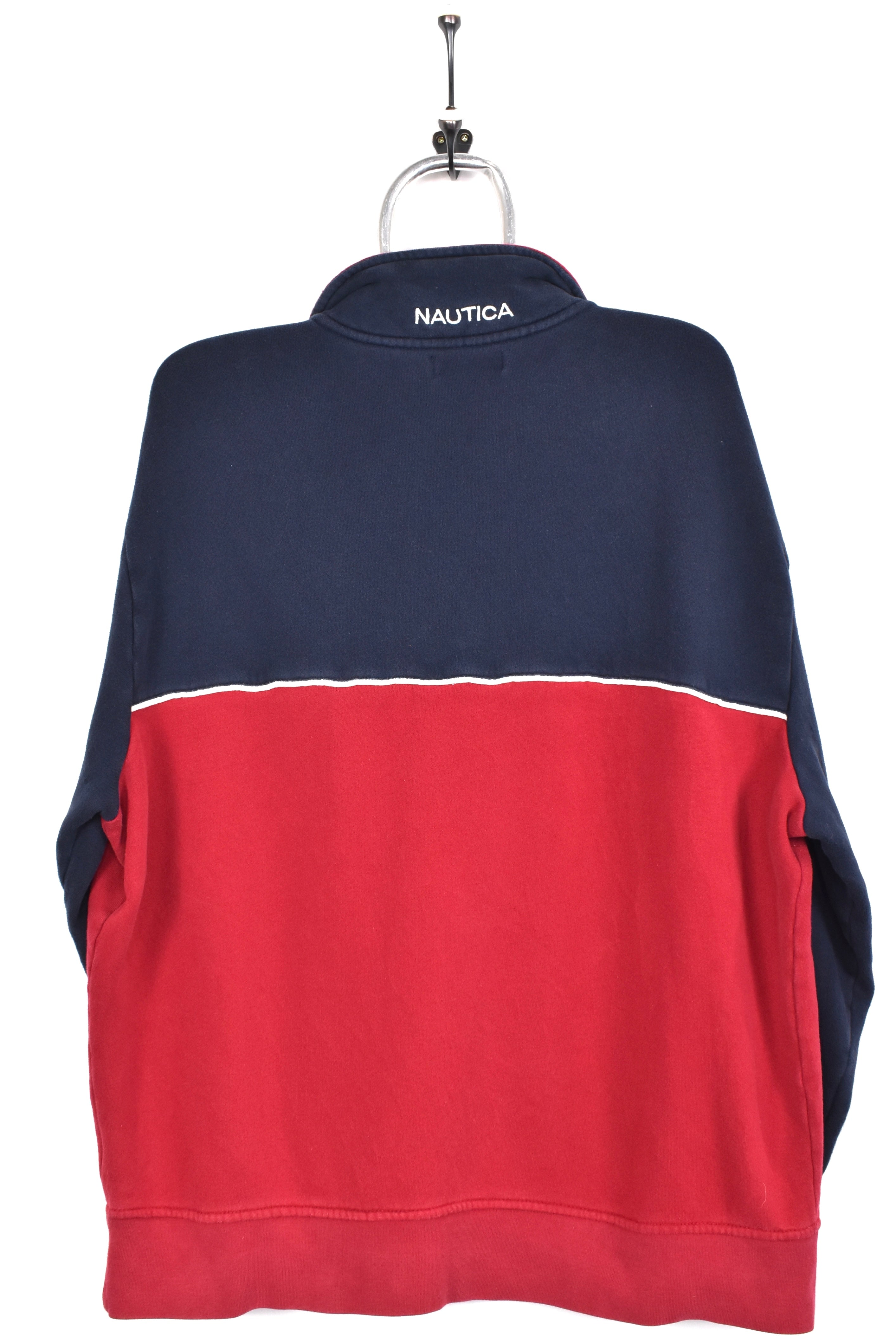 Vintage Nautica sweatshirt, embroidered 1/4 zip jumper - AU XL NAUTICA