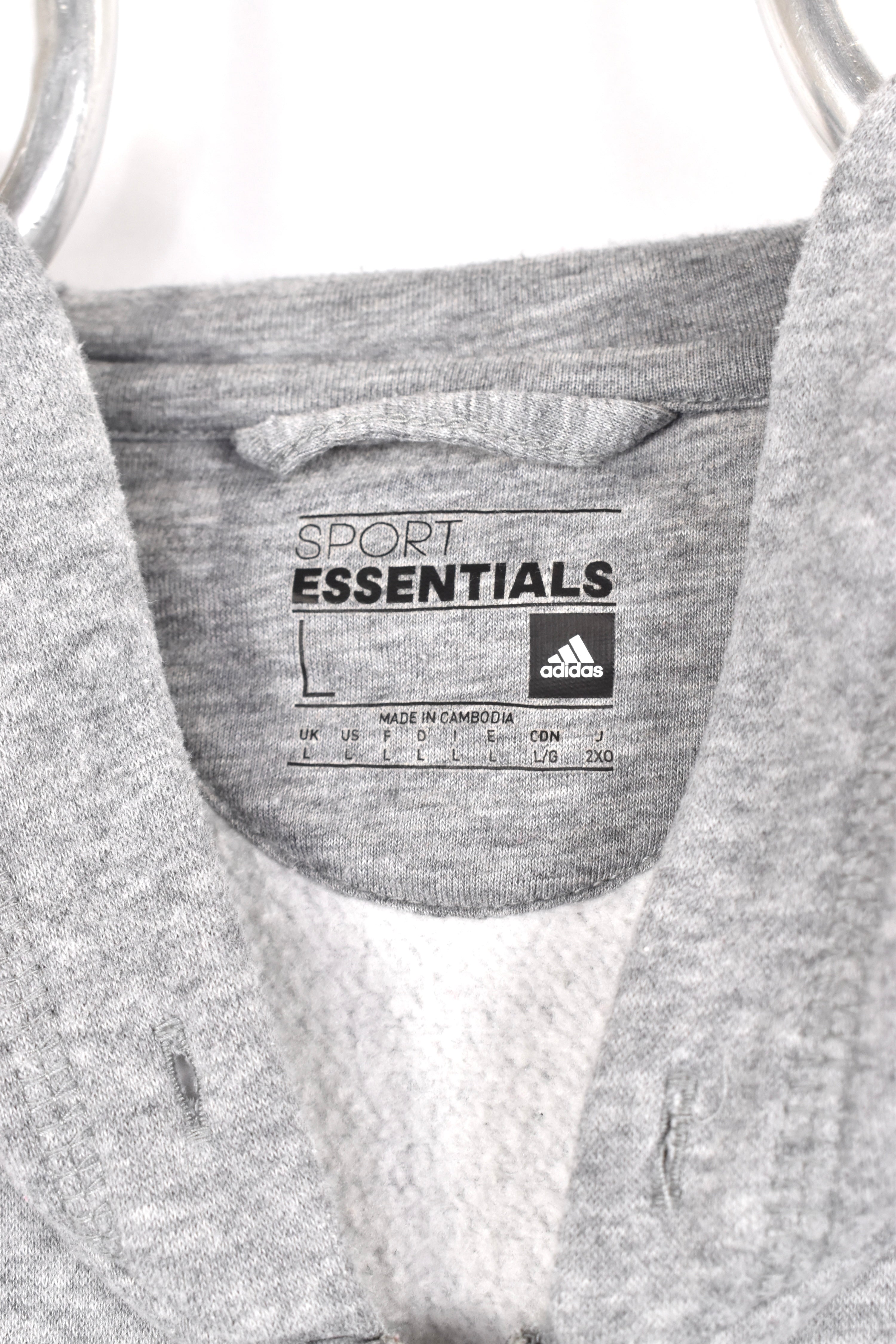 Modern Adidas hoodie, grey graphic sweatshirt - AU Medium ADIDAS