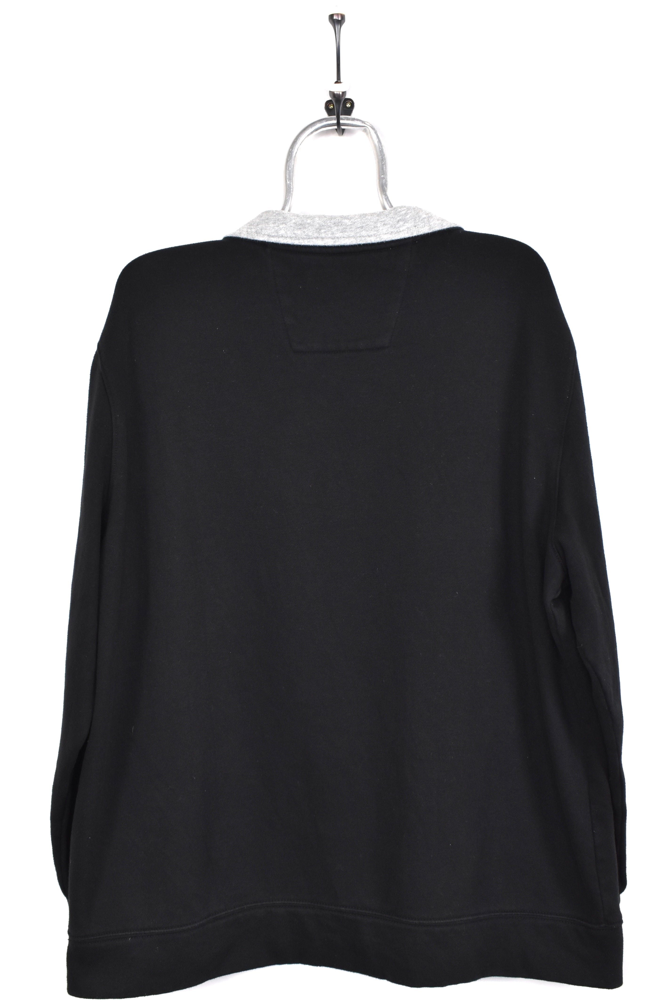 Vintage Nautica sweatshirt, black embroidered 1/4 zip jumper - AU Large NAUTICA