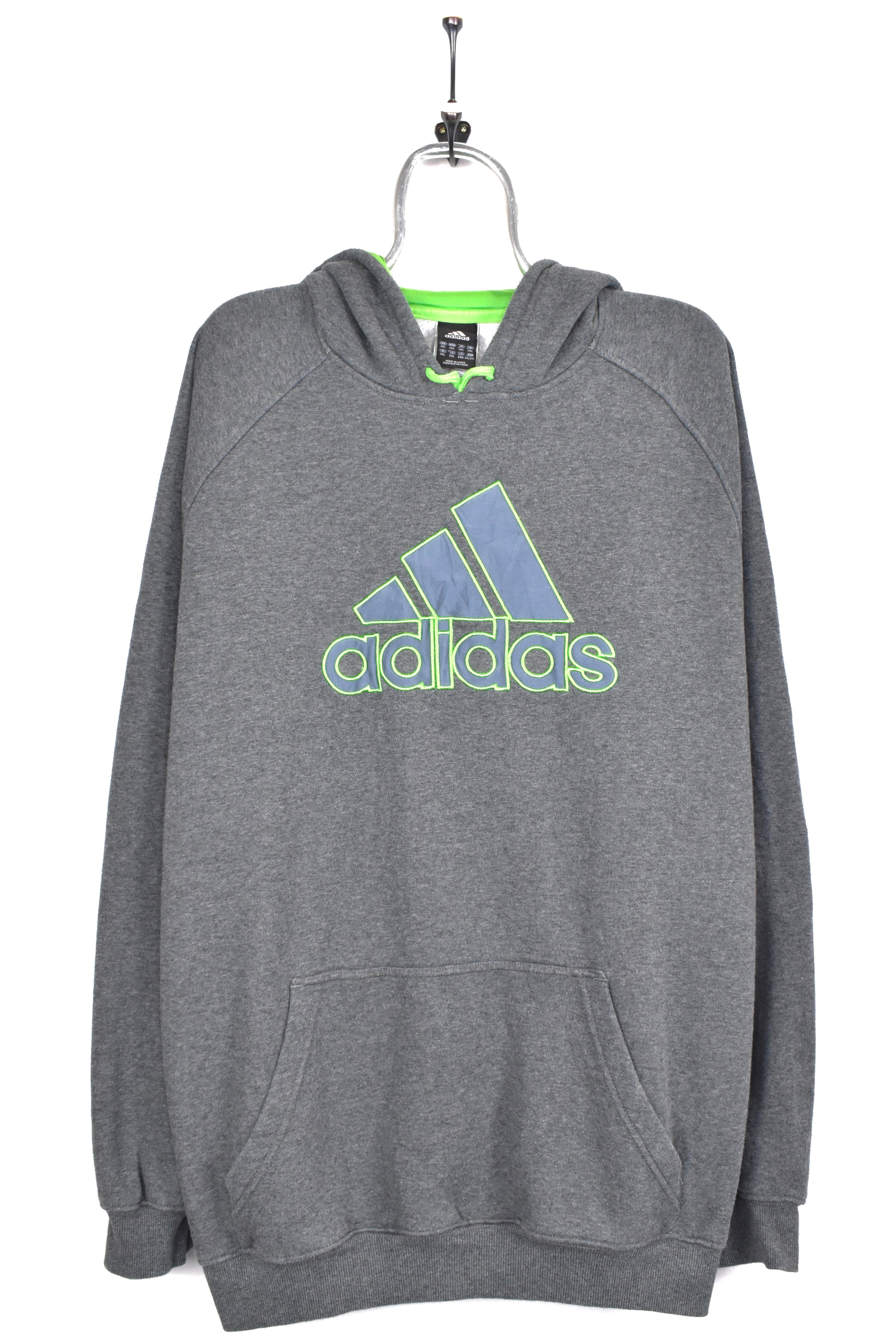 Vintage Adidas hoodie, grey embroidered sweatshirt - AU XXL ADIDAS