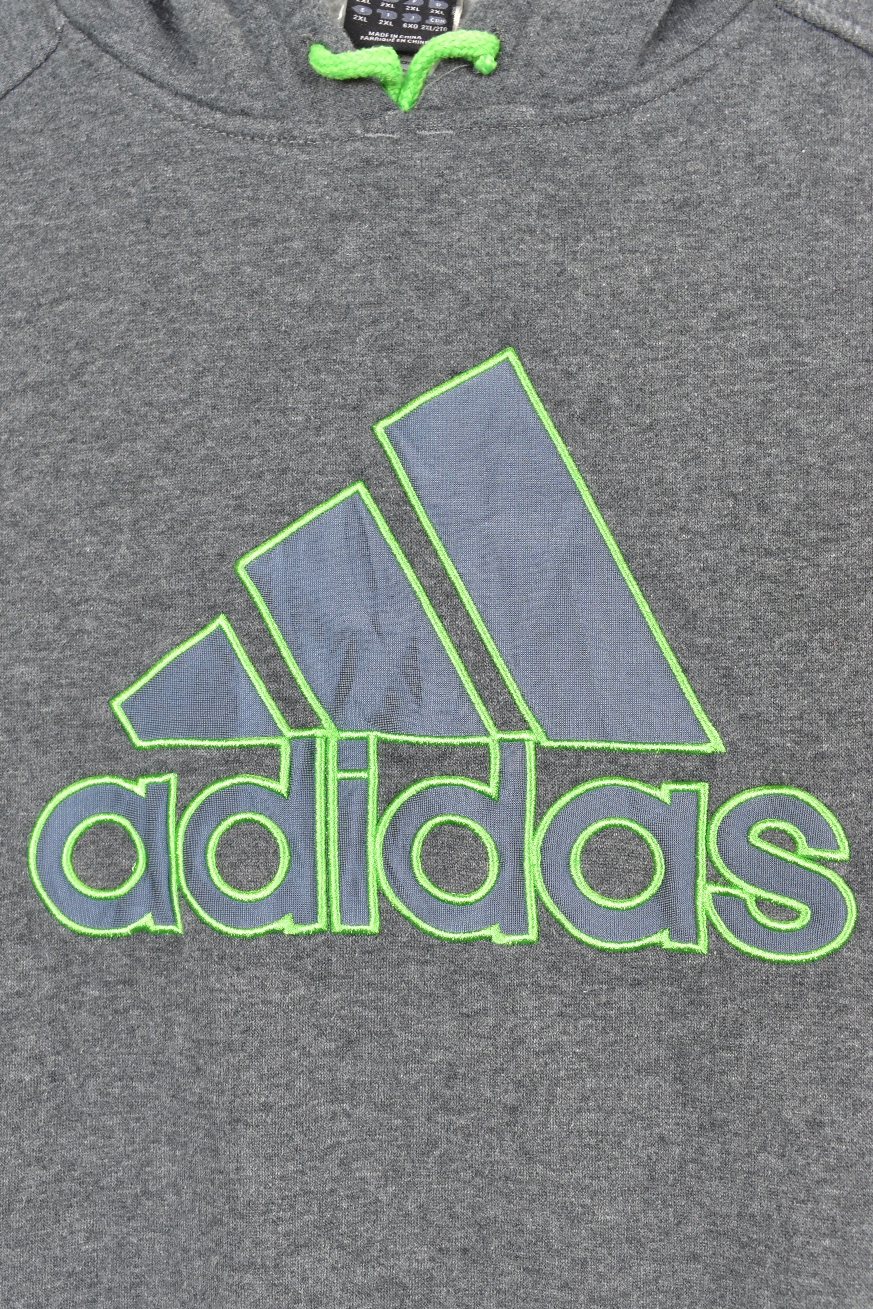 Vintage Adidas hoodie, grey embroidered sweatshirt - AU XXL ADIDAS