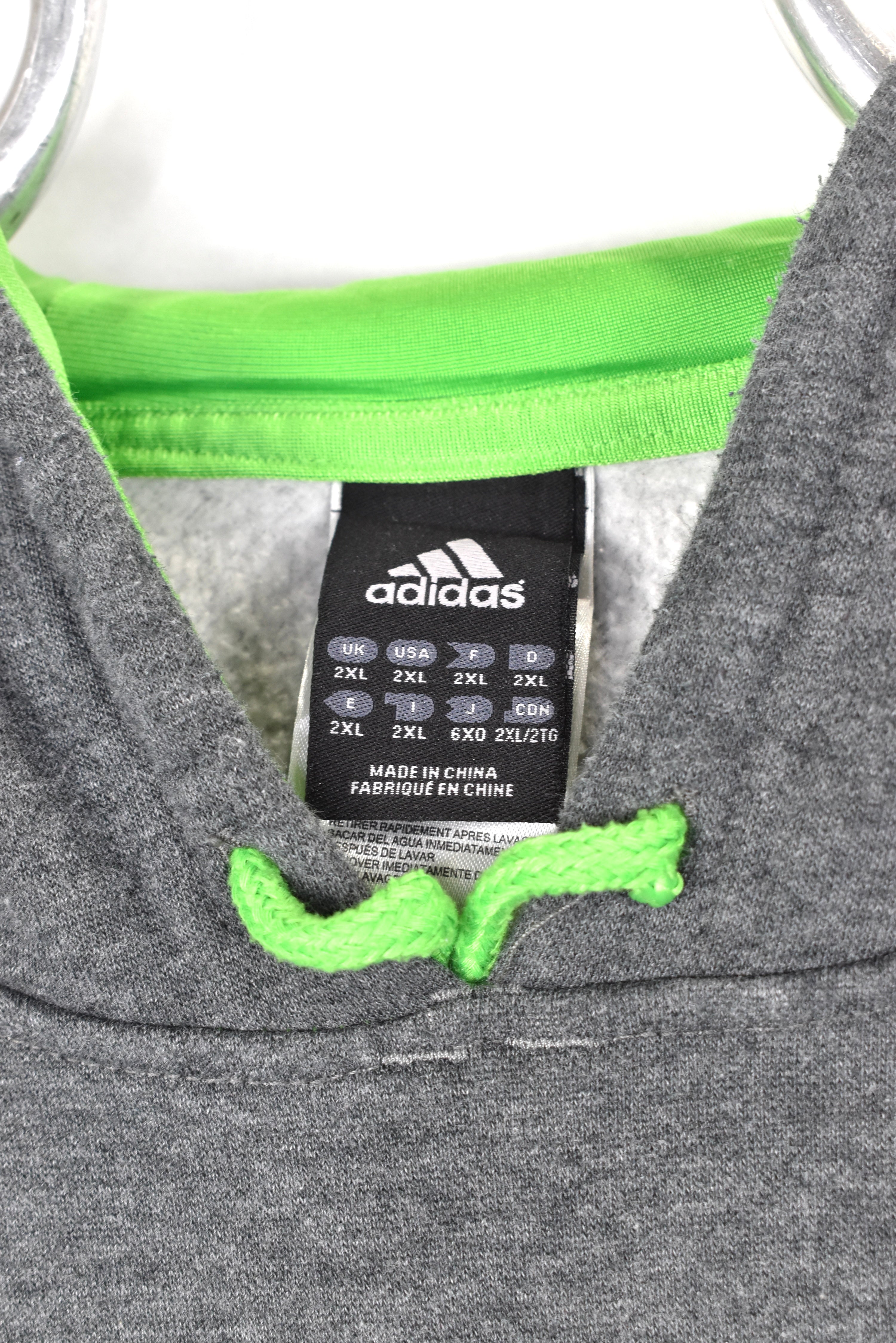 Vintage Adidas hoodie, grey embroidered sweatshirt - AU XXL ADIDAS