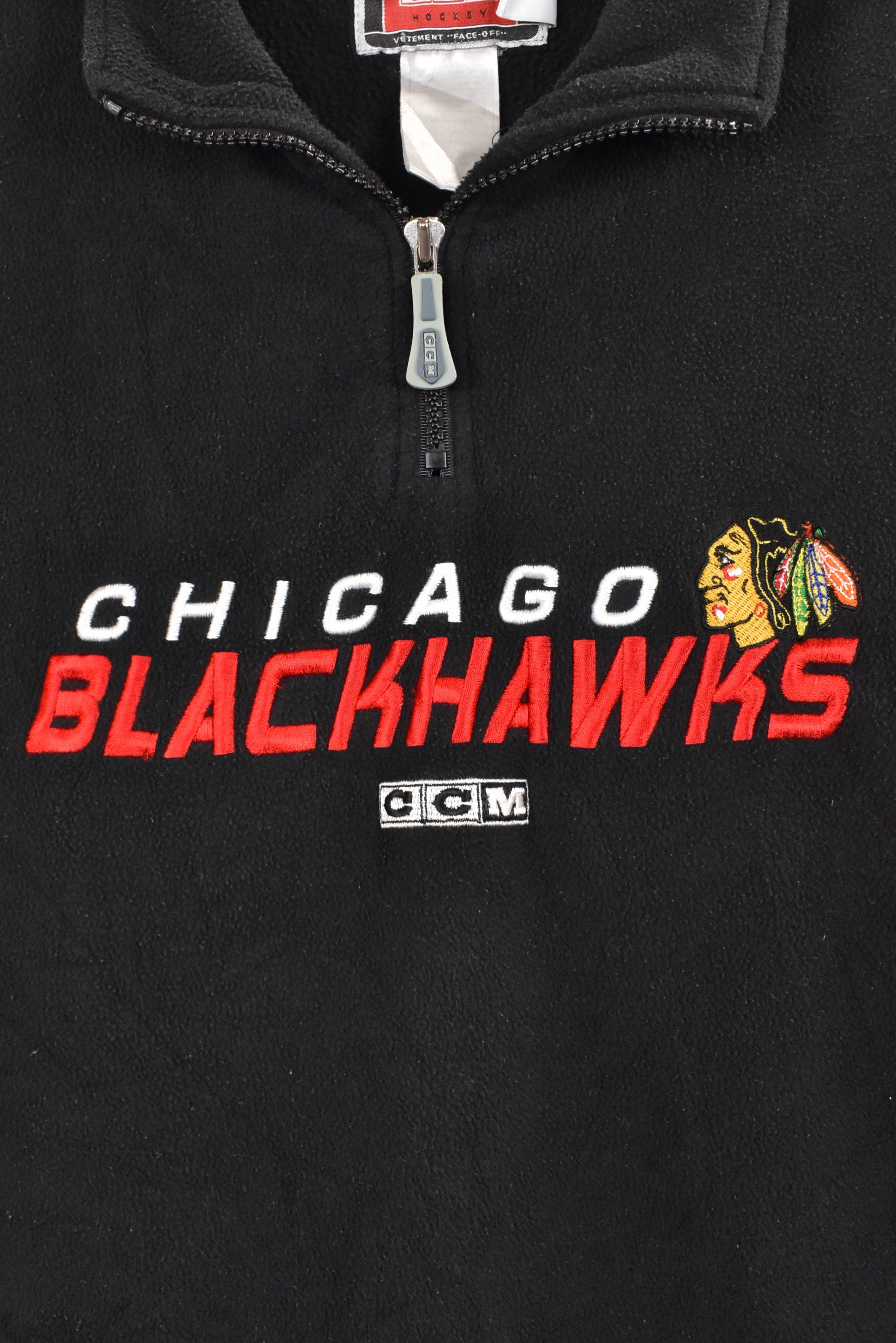 Vintage Chicago Blackhawks fleece, NHL black 1/4 zip sweatshirt - AU Medium PRO SPORT