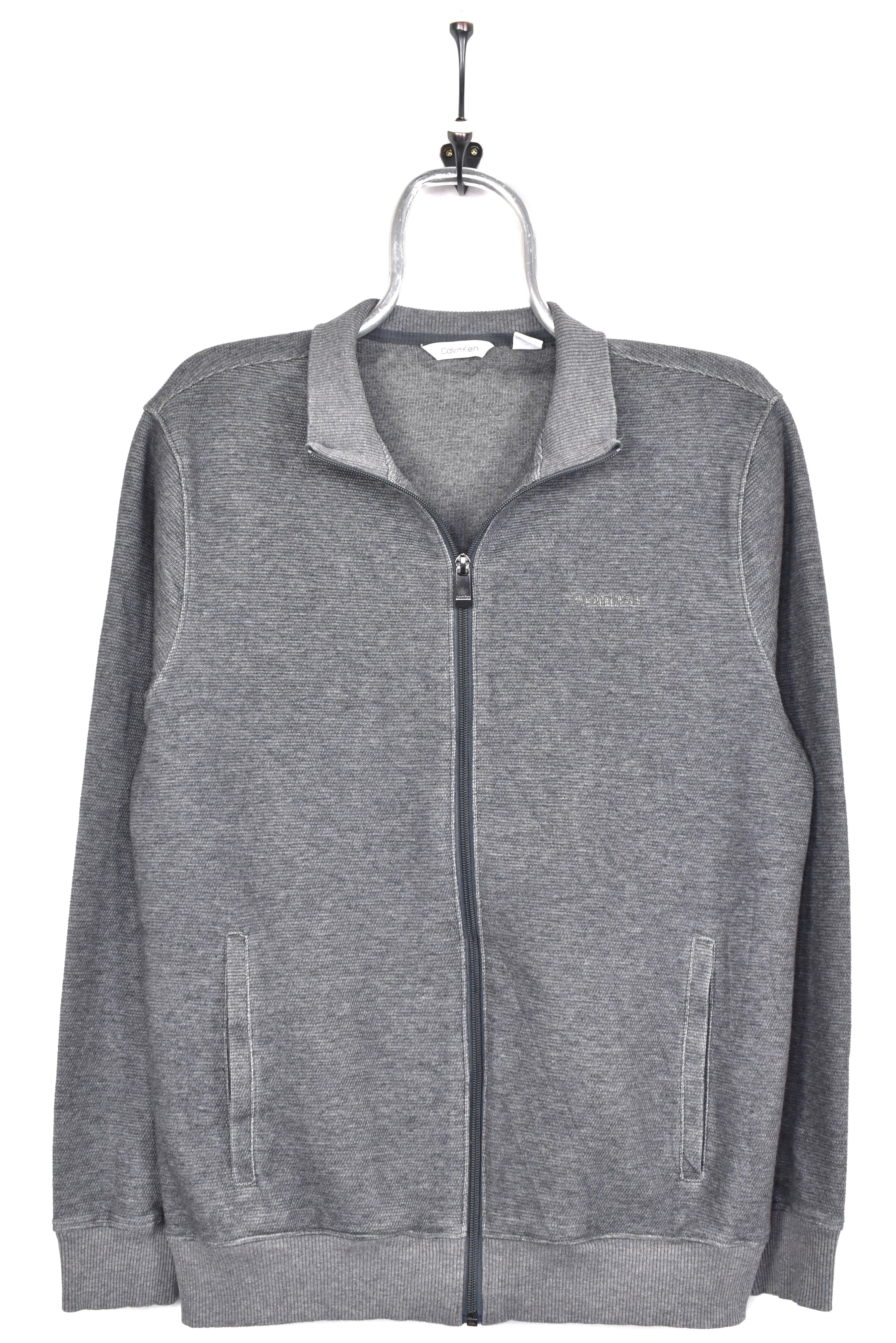 Vintage Calvin Klein jacket, grey embroidered collared jumper - AU Small CALVIN KLEIN