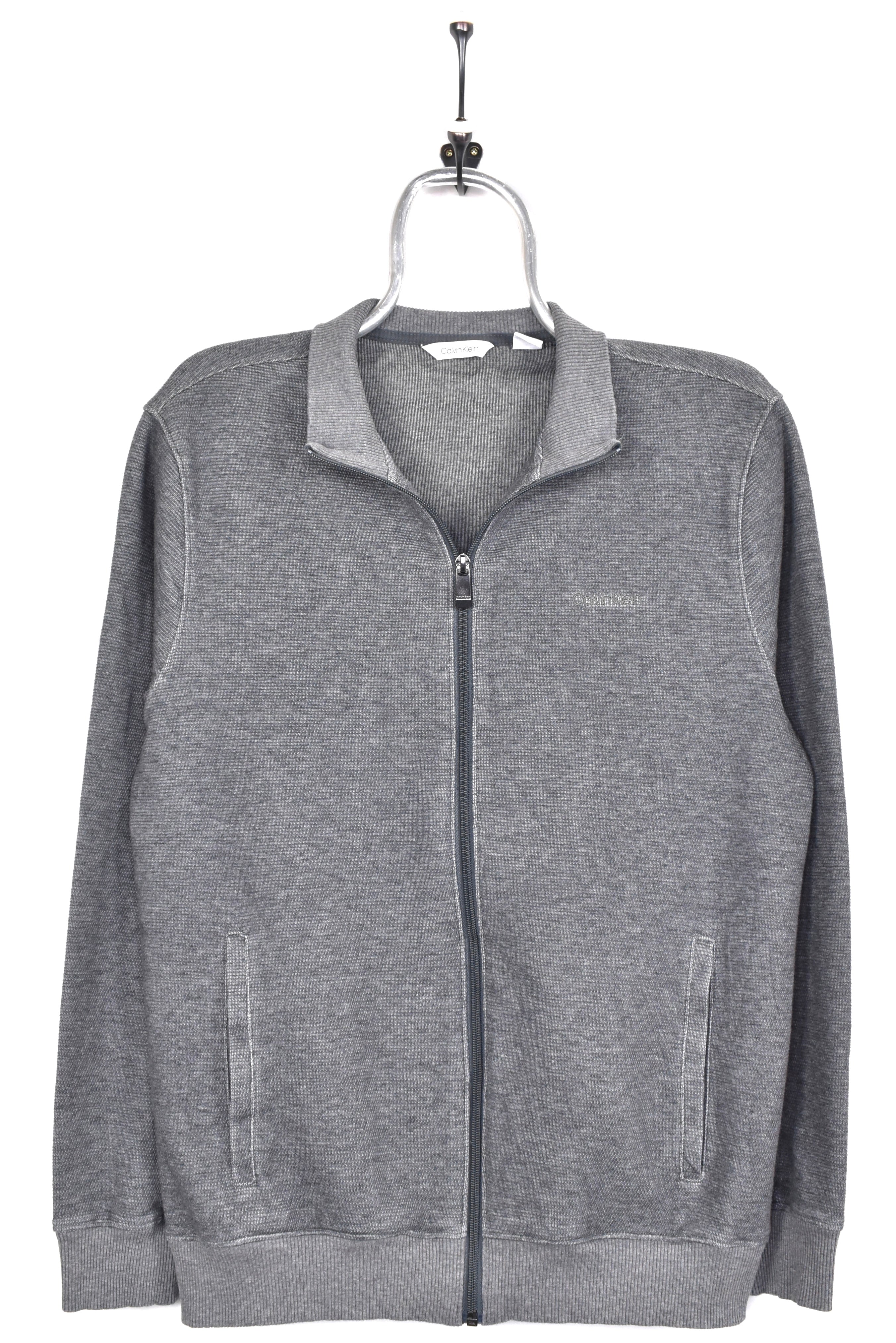 Vintage Calvin Klein jacket, grey embroidered collared jumper - AU Small CALVIN KLEIN