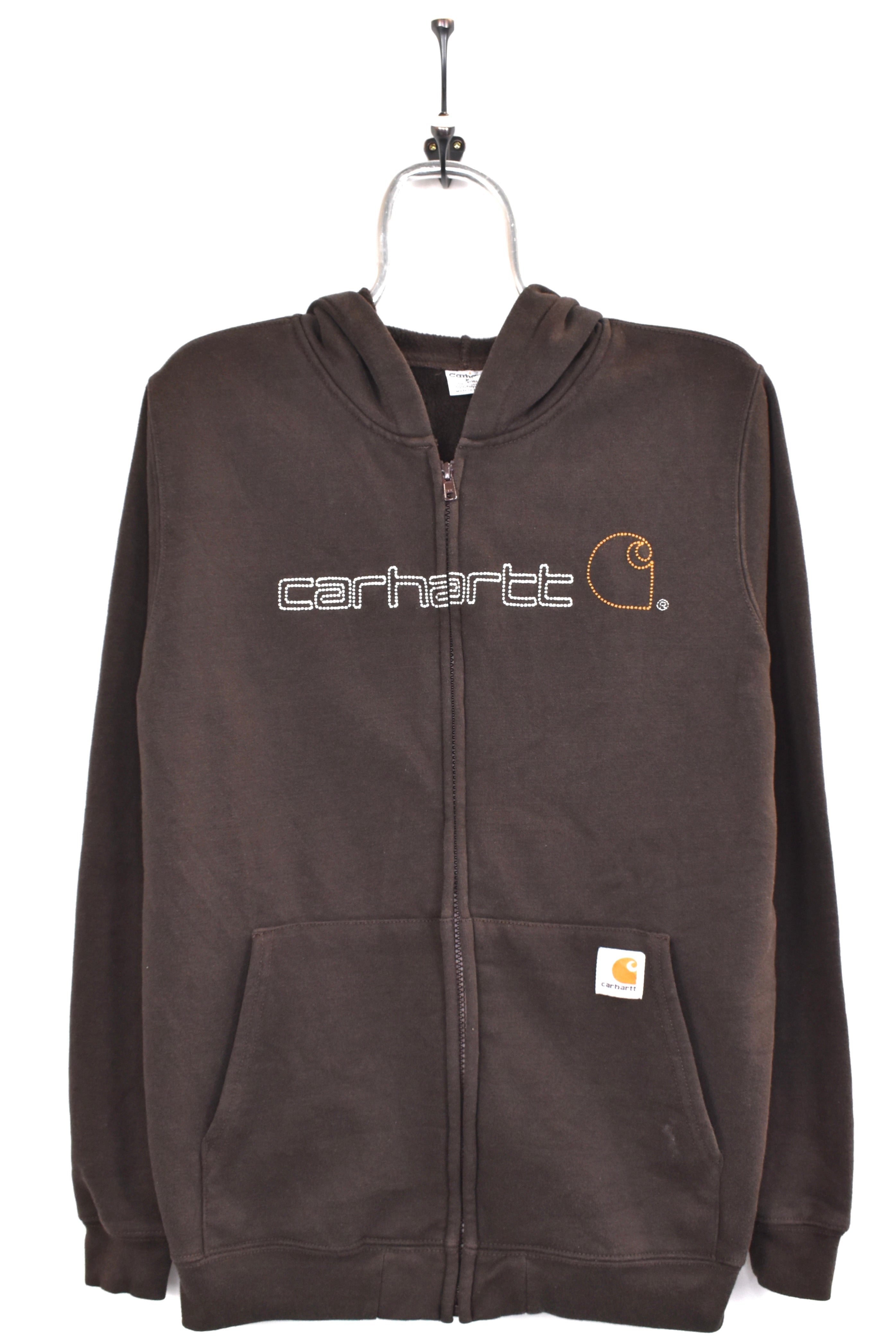 Women's vintage Carhartt hoodie, brown embroidered sweatshirt - AU Small CARHARTT