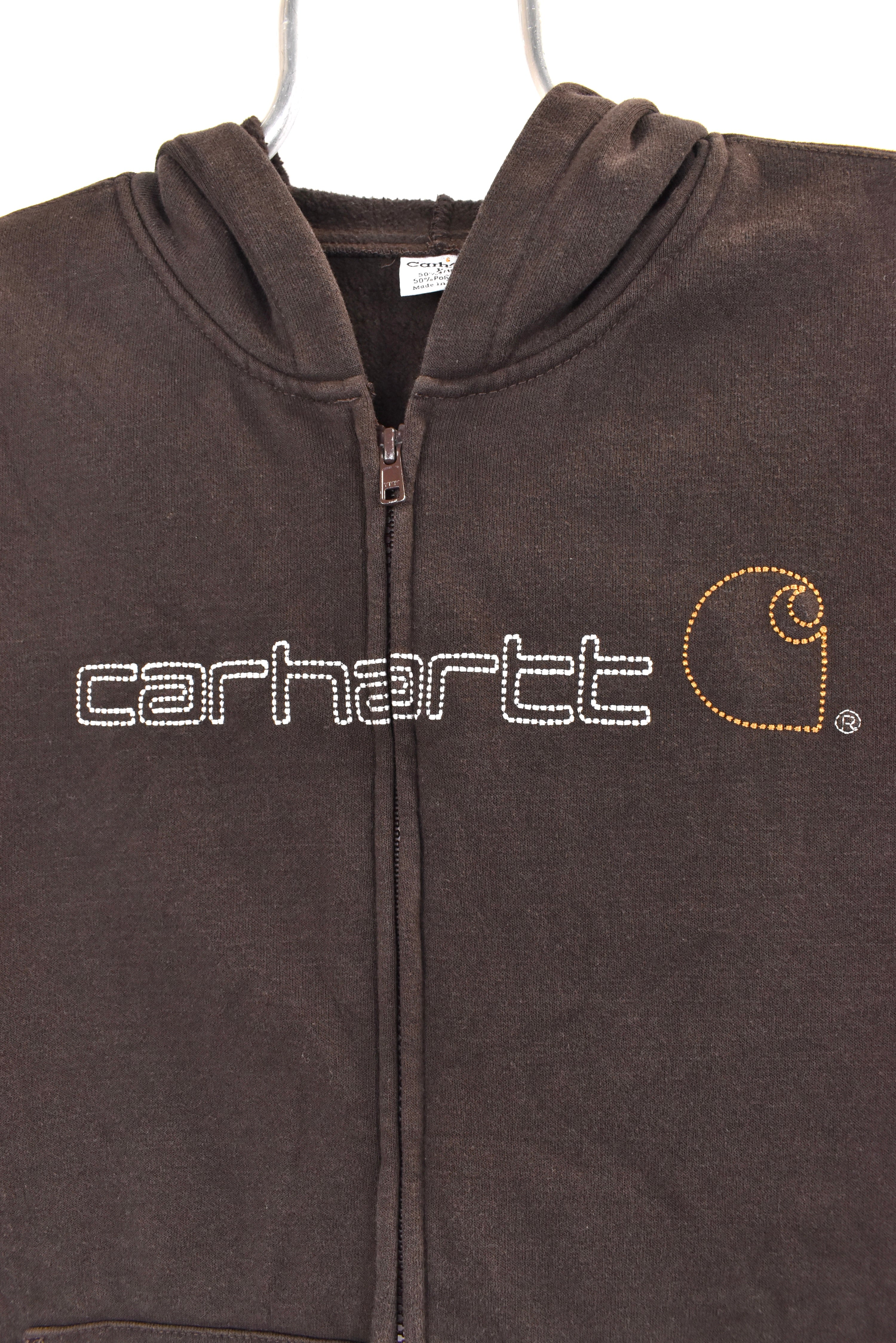 Women's vintage Carhartt hoodie, brown embroidered sweatshirt - AU Small CARHARTT