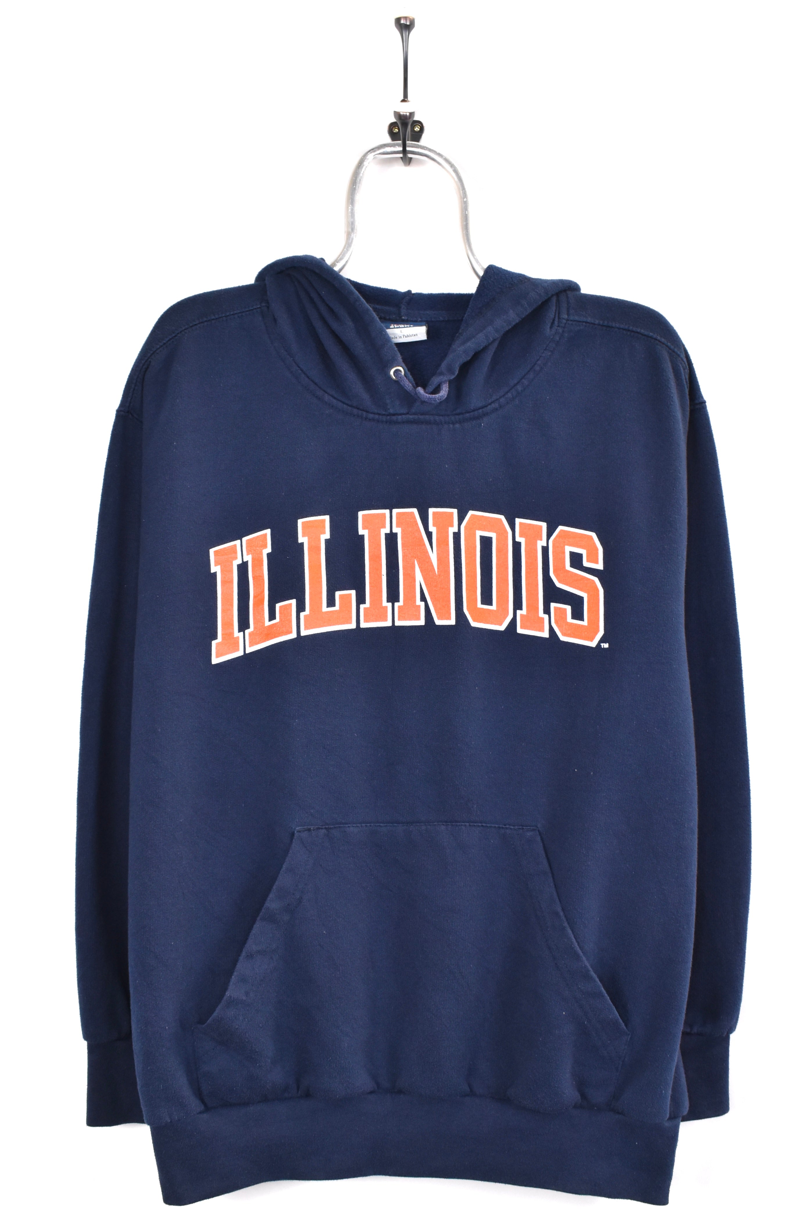 Vintage University of Illinois hoodie, navy blue graphic sweatshirt - AU Large COLLEGE