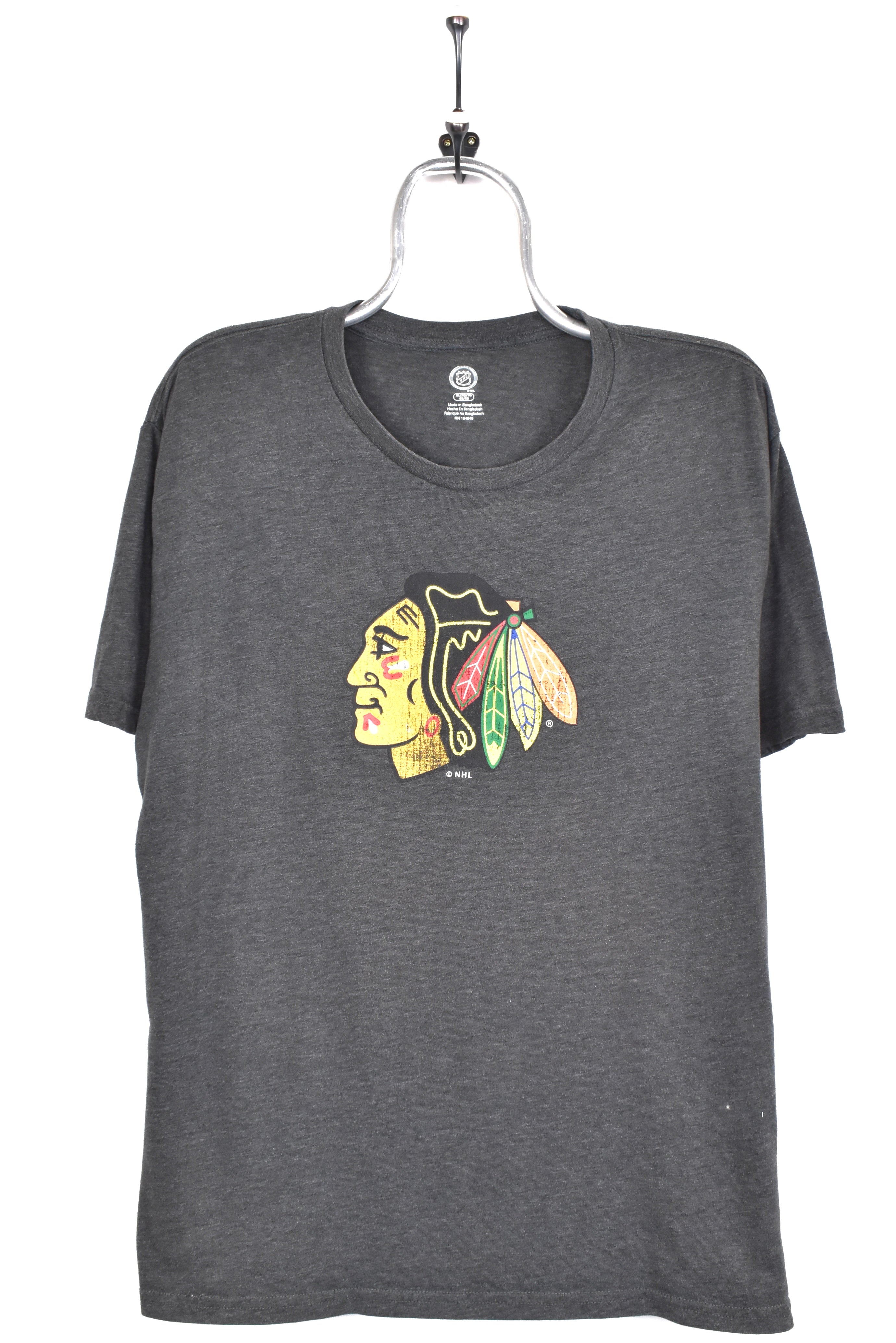 Modern Chicago Blackhawks shirt, NHL grey graphic tee - AU Large PRO SPORT