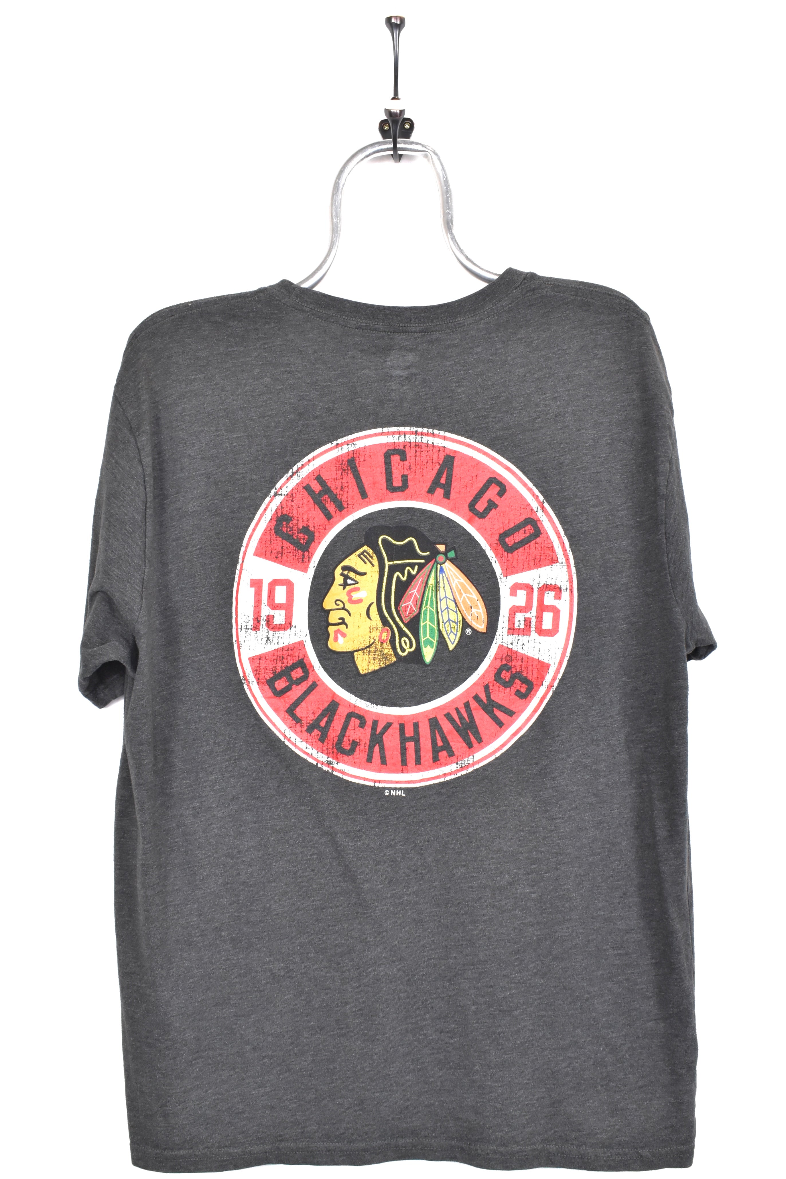 Modern Chicago Blackhawks shirt, NHL grey graphic tee - AU Large PRO SPORT