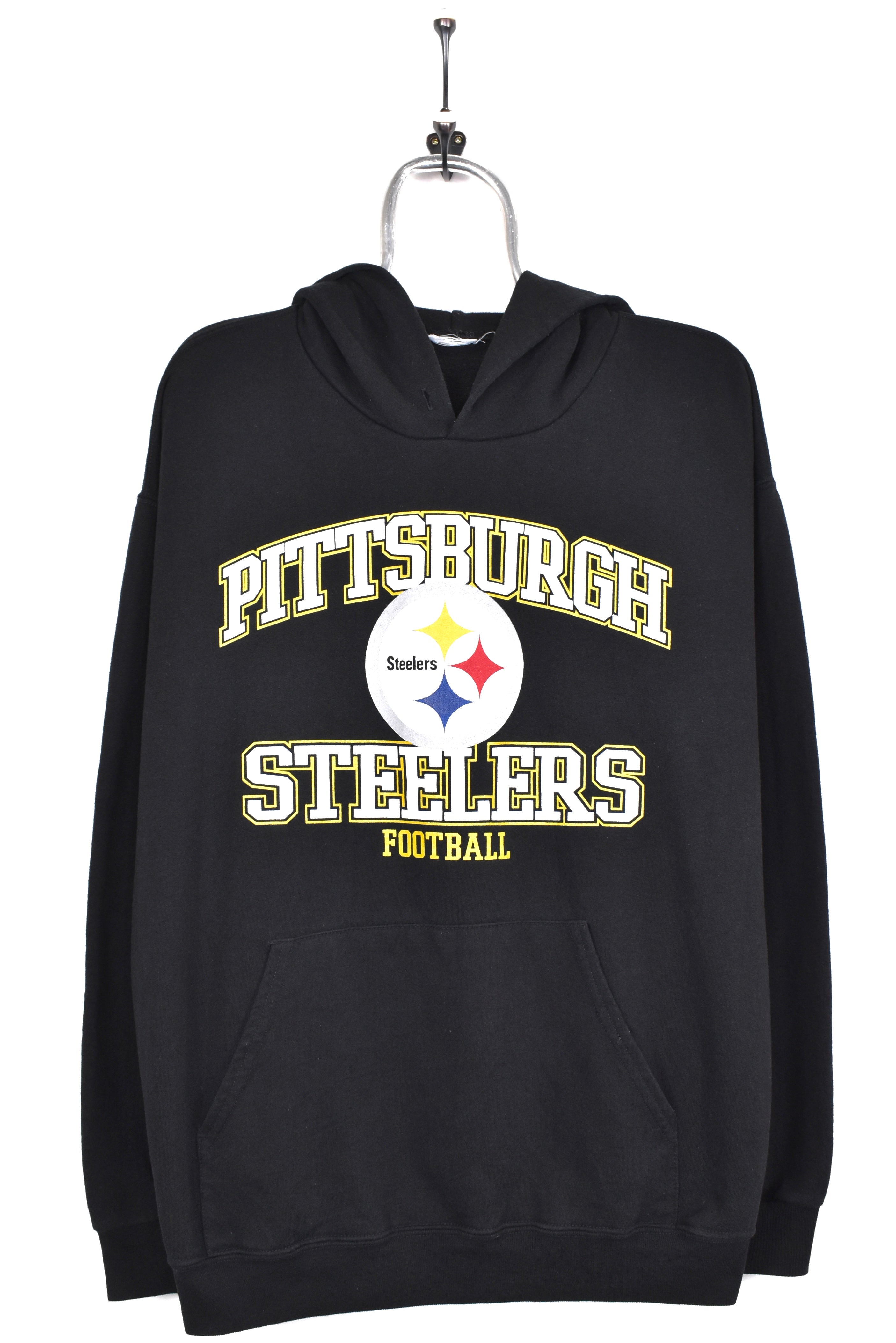 Vintage Pittsburgh Steelers hoodie, NFL black graphic sweatshirt - AU XL PRO SPORT