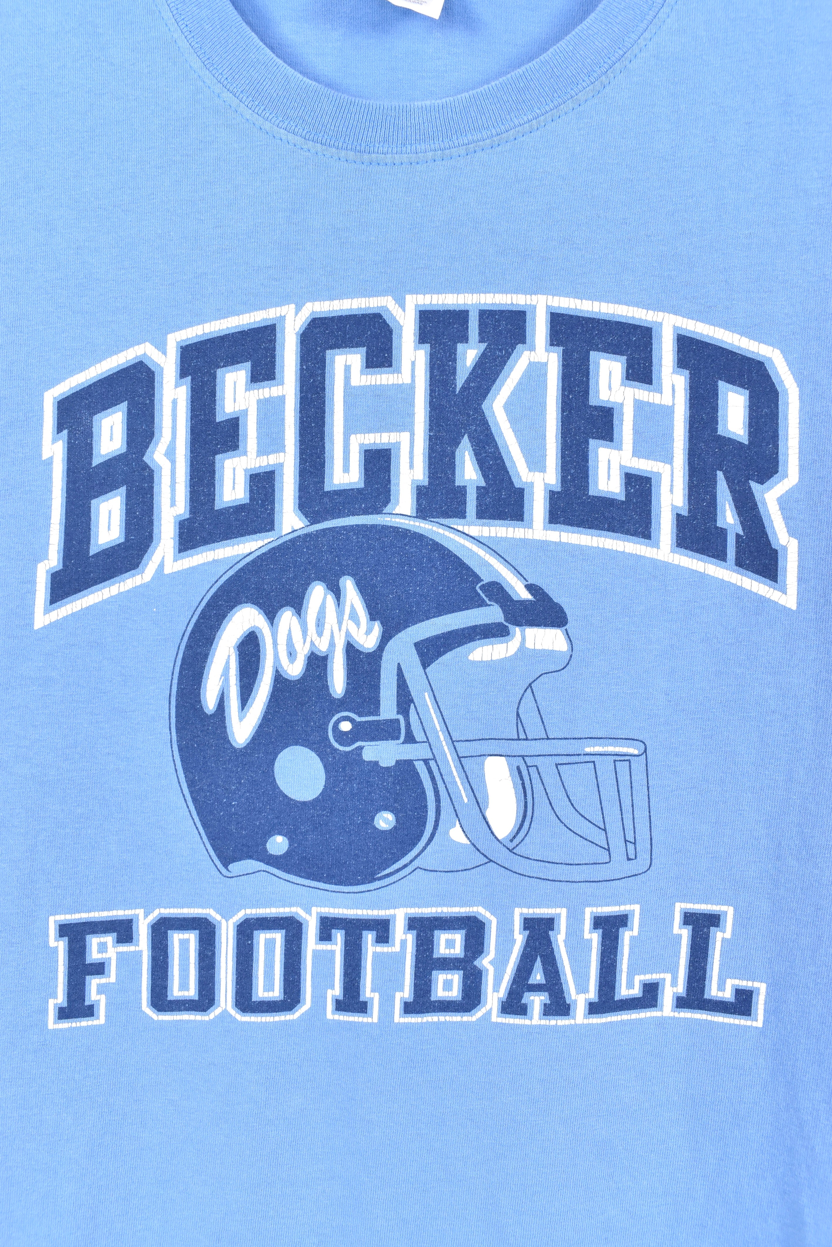Vintage Becker football shirt, college blue graphic tee - AU XL COLLEGE