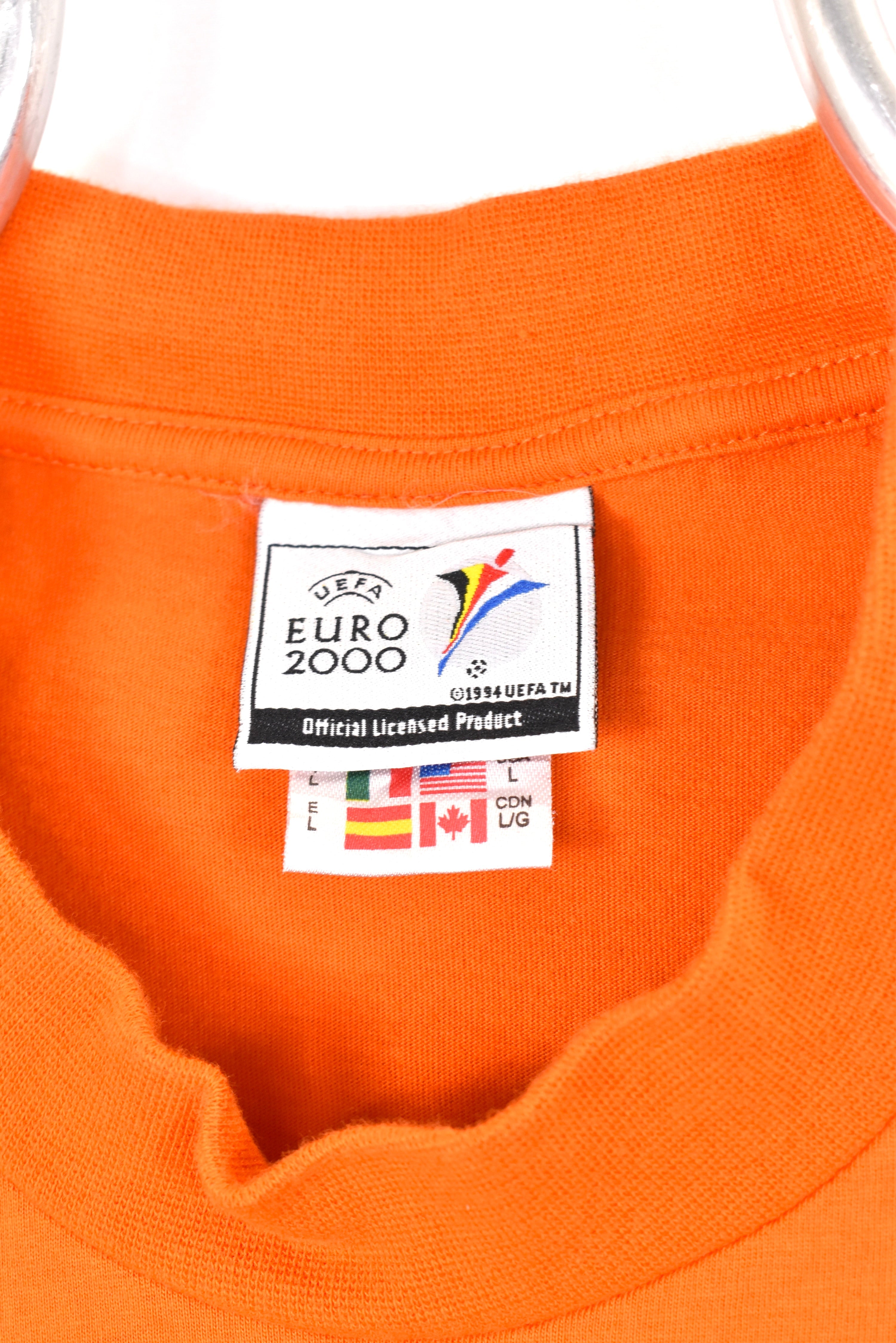 Vintage UEFA Euro 2000 shirt, orange graphic tee - AU Large PRO SPORT