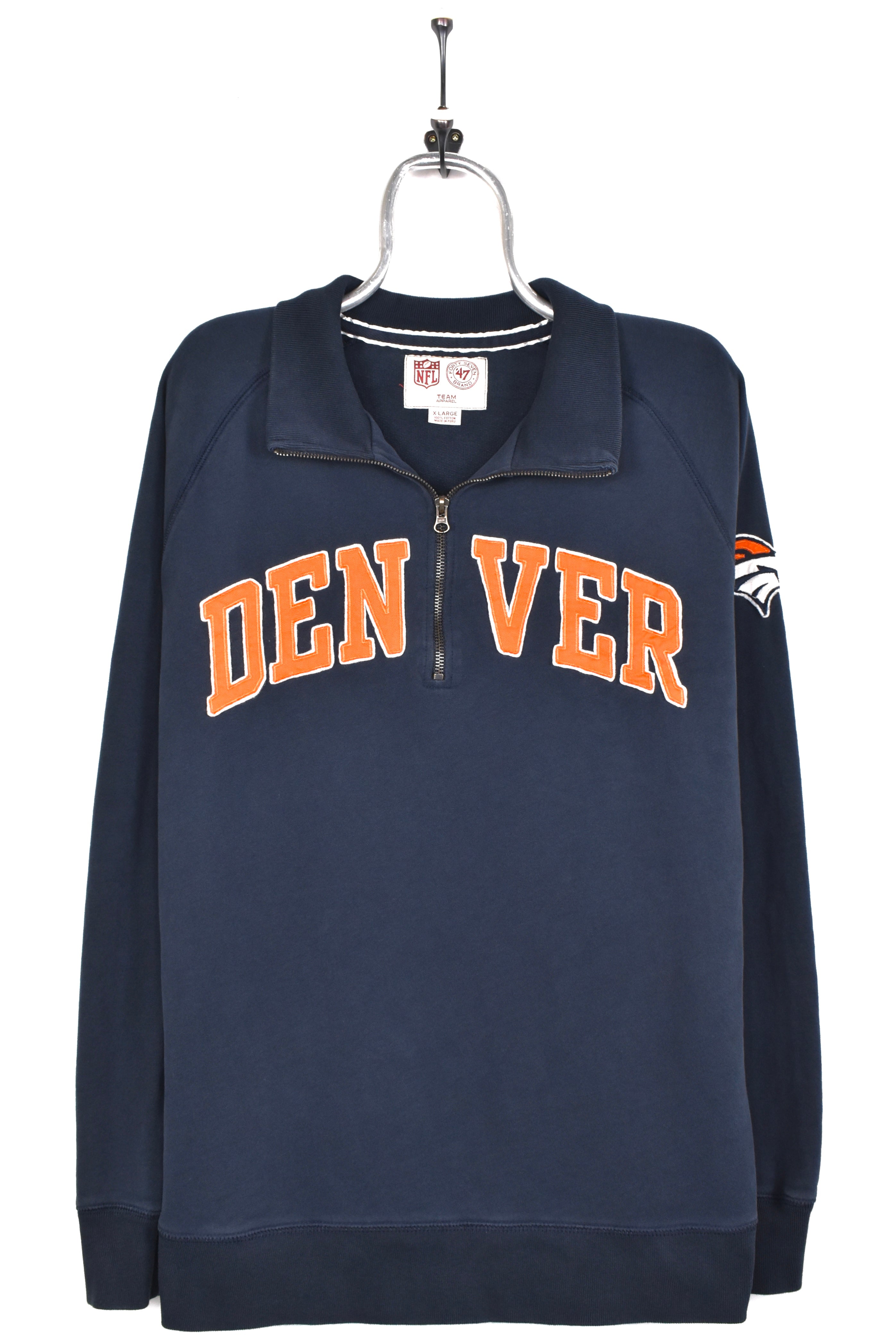 Vintage Denver Broncos sweatshirt, NFL navy blue 1/4 zip jumper - AU XL PRO SPORT