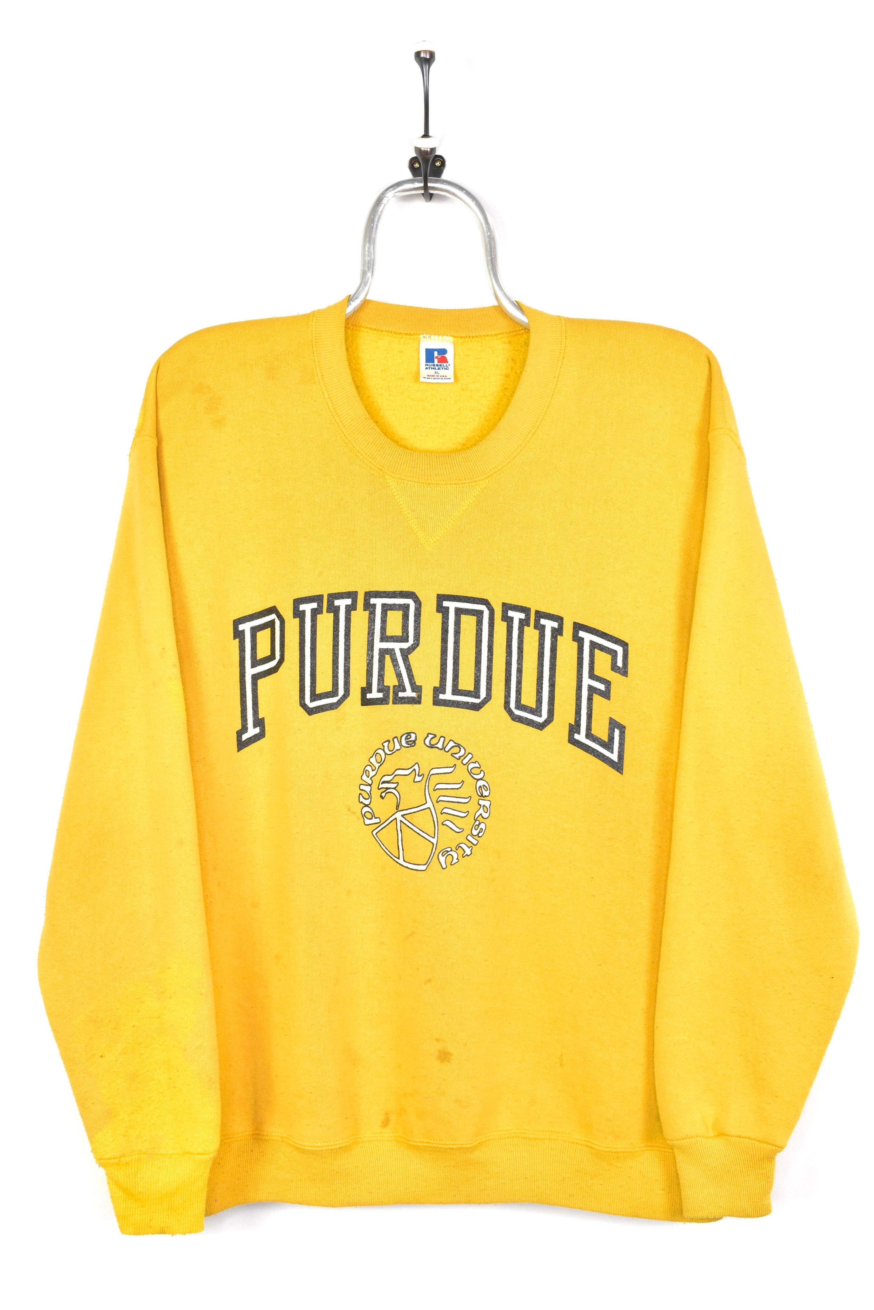 VINTAGE PURDUE UNIVERSITY YELLOW SWEATSHIRT | LARGE COLLEGE