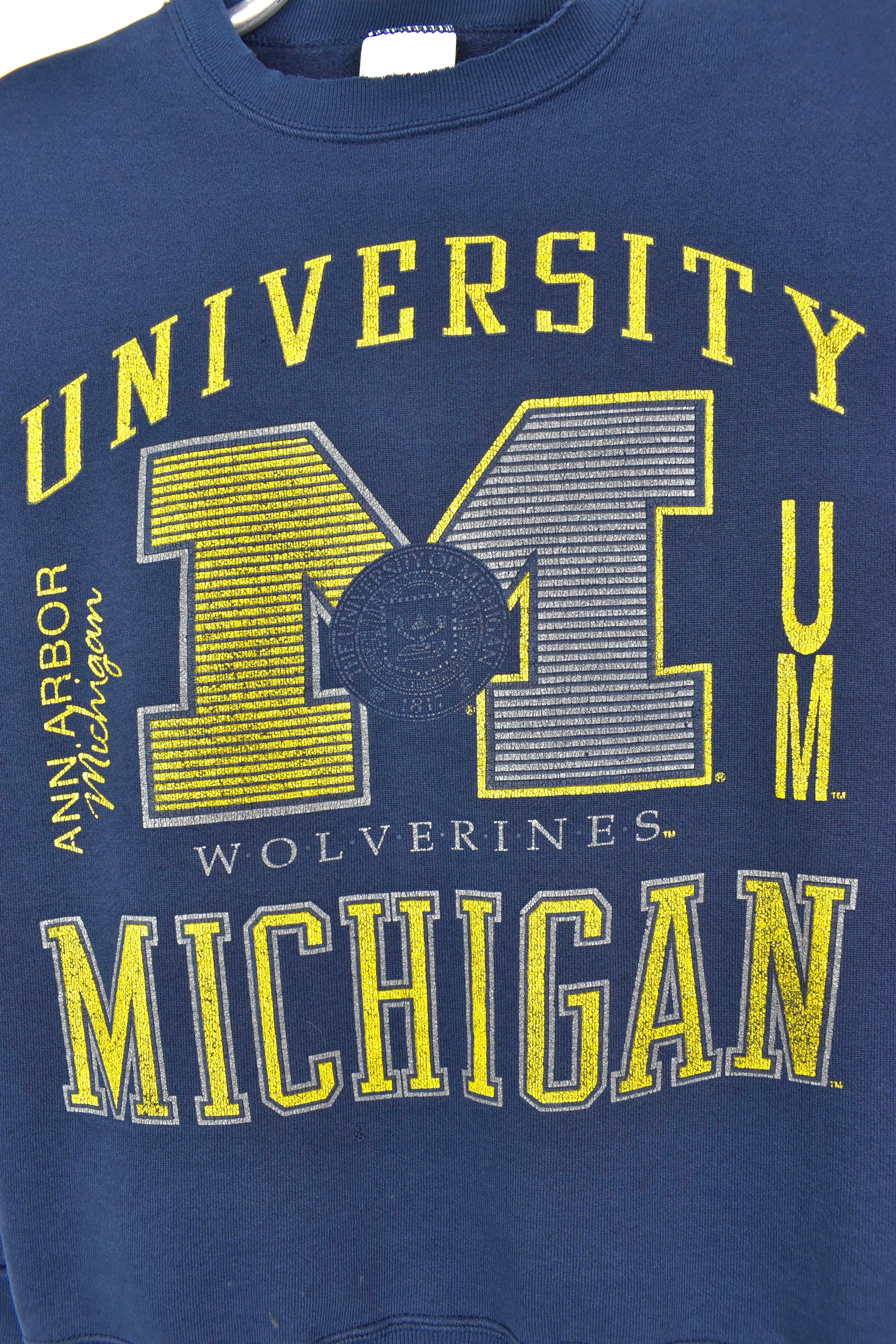 VINTAGE MICHIGAN UNIVERSITY NAVY SWEATSHIRT | MEDIUM COLLEGE